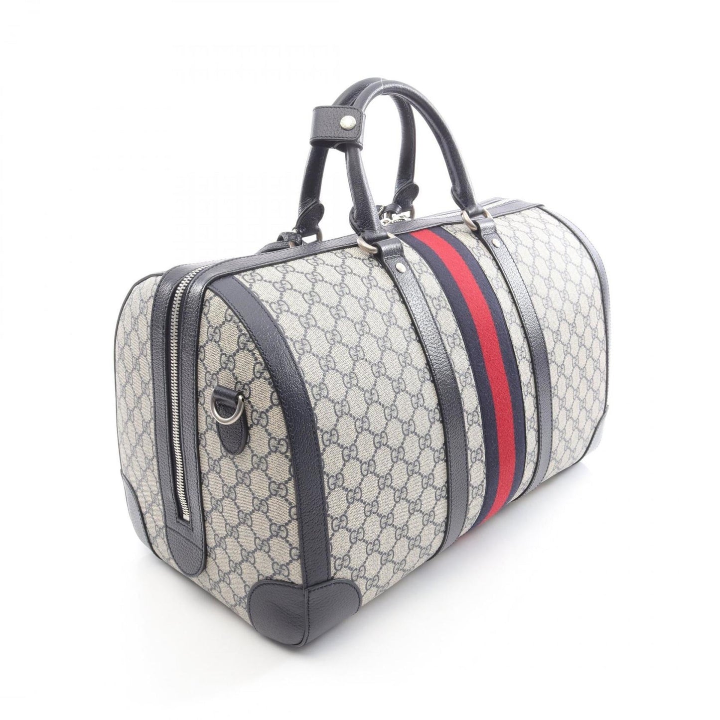Gucci Ivory Navy Pvc Leather Boston Bag ( )