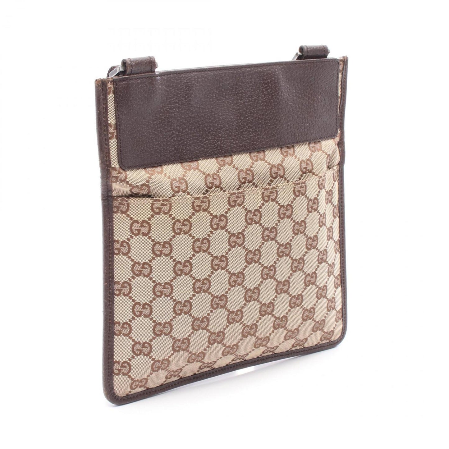 Gucci Beige Brown Gg Canvas Leather Shoulder Bag ( )