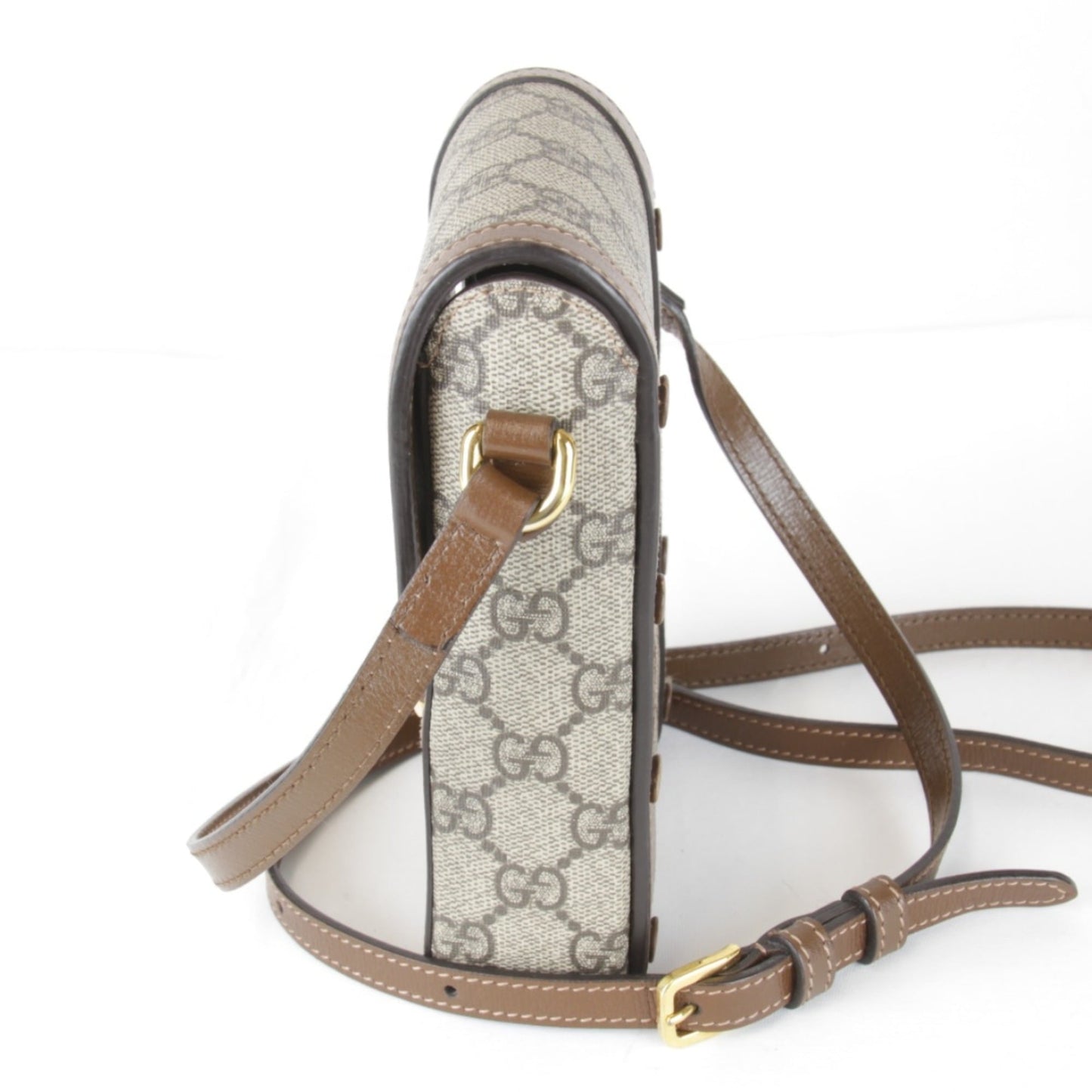 Gucci Horsebit Brown Gg Supreme Leather Shoulder Bag ( )