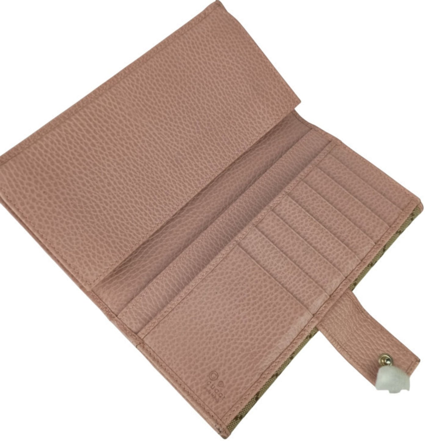 Gucci Beige Pink Gg Canvas Leather Long Wallet (Bi-Fold) ( )