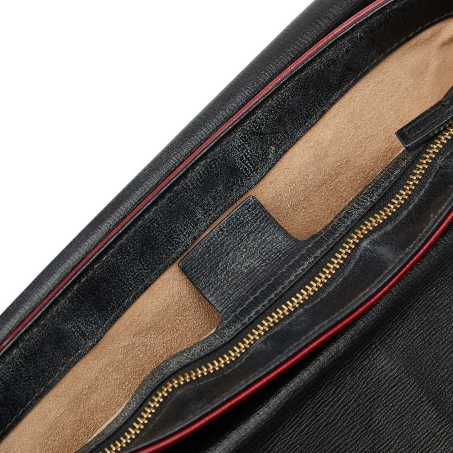 Gucci Black Red Color Leather Shoulder Bag ( )