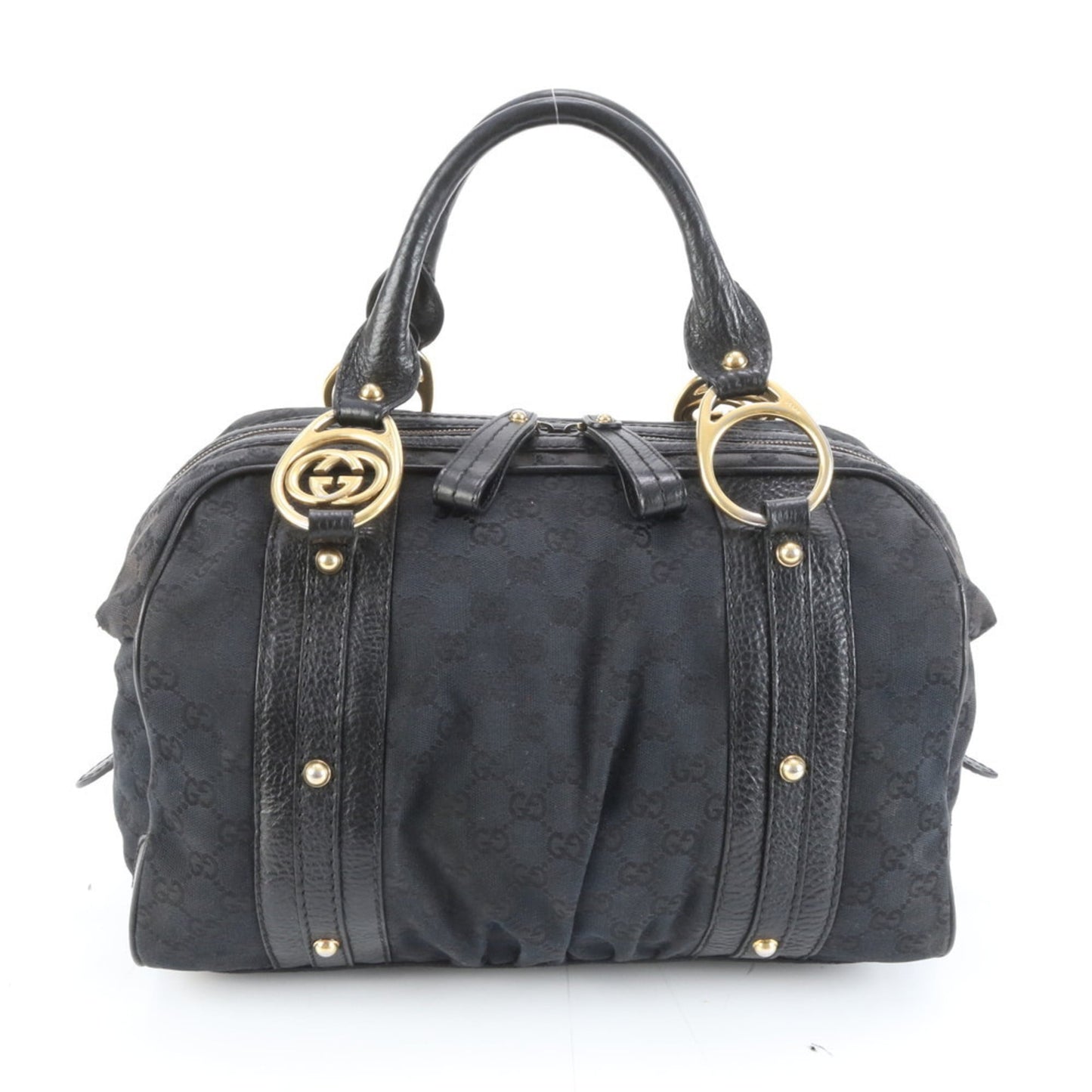 Gucci Black Leather Canvas Tote Bag ( )