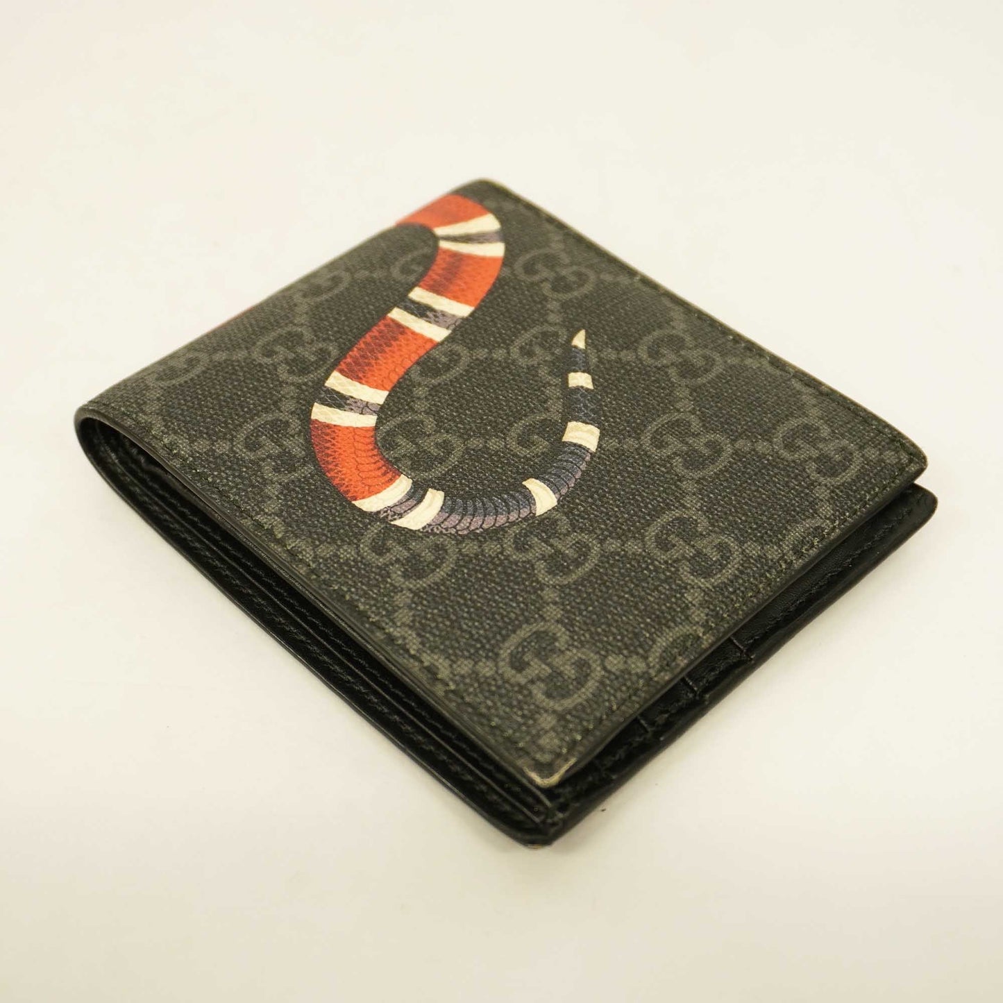GUCCI Auth  GG Supreme Silver Metal Fittings 451266 Women's Leather Black