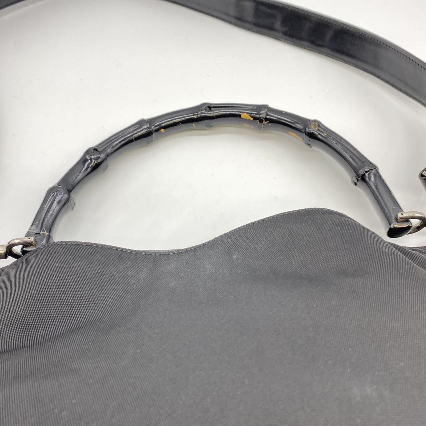 Gucci Bamboo Black Nylon Handbag Shoulder Bag ( )