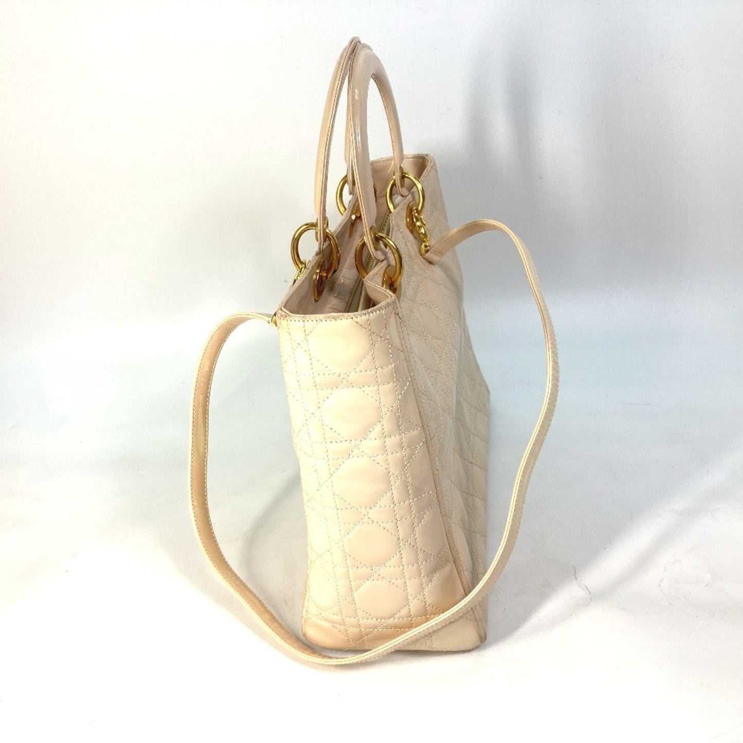 Christian Dior Beige Patent Leather Handbag Shoulder Bag ()