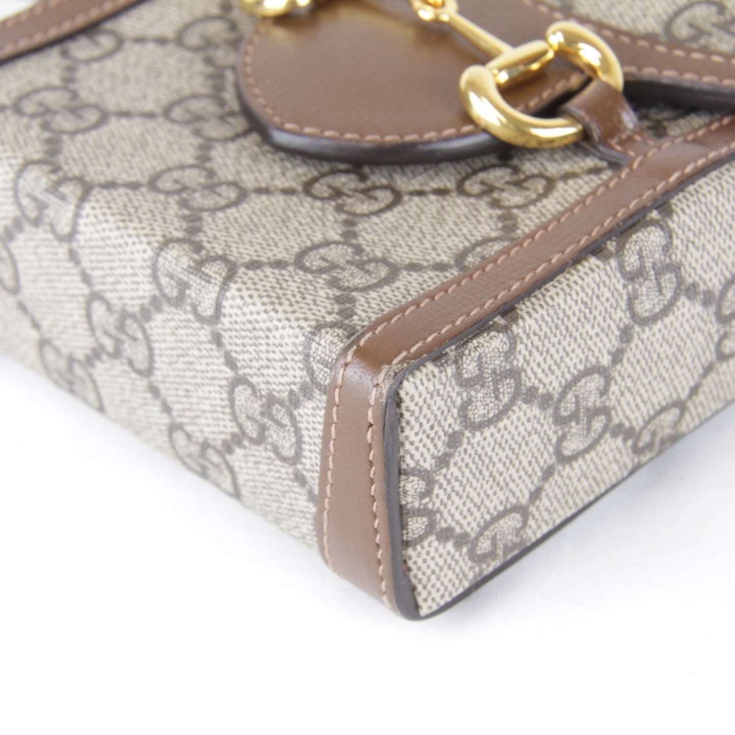 Gucci Horsebit Brown Gg Supreme Leather Shoulder Bag ( )