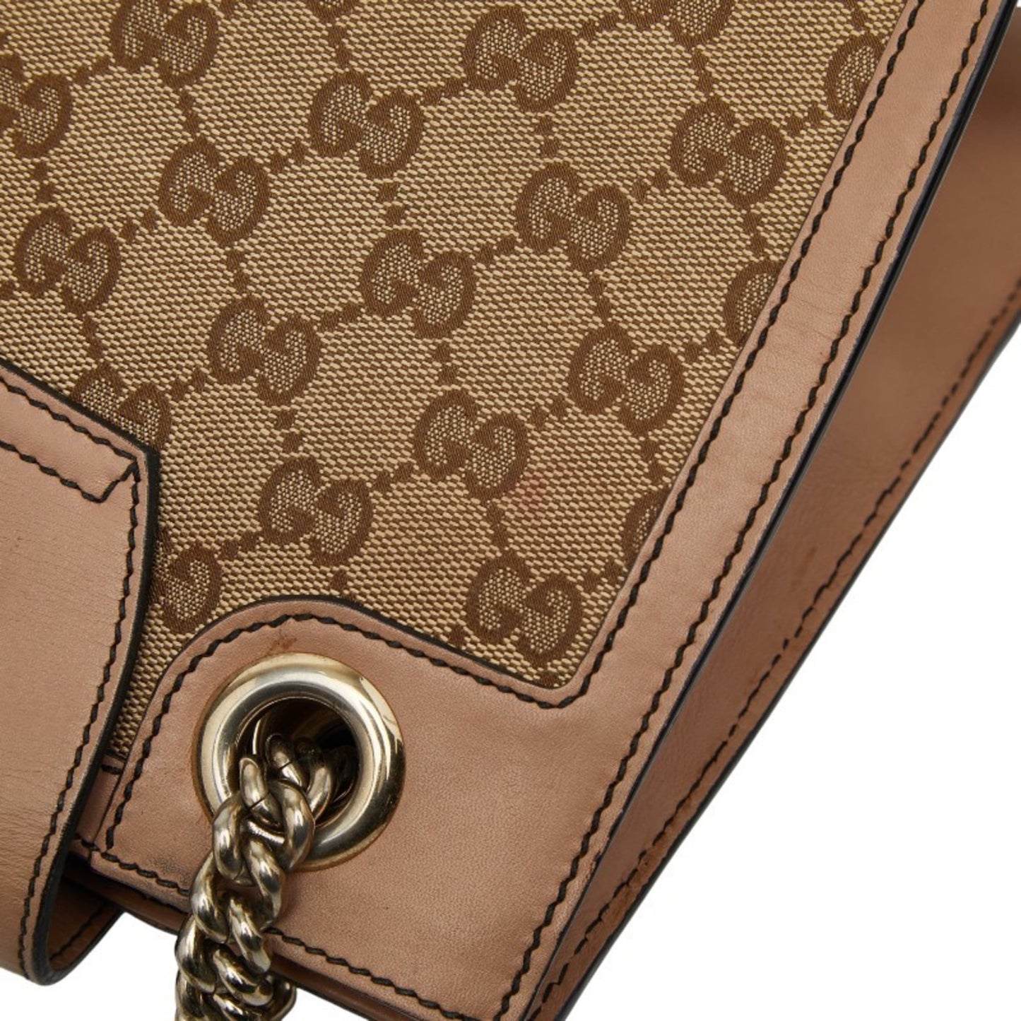 Gucci Gg Canvas Beige Pink Gg Canvas Leather Shoulder Bag ( )