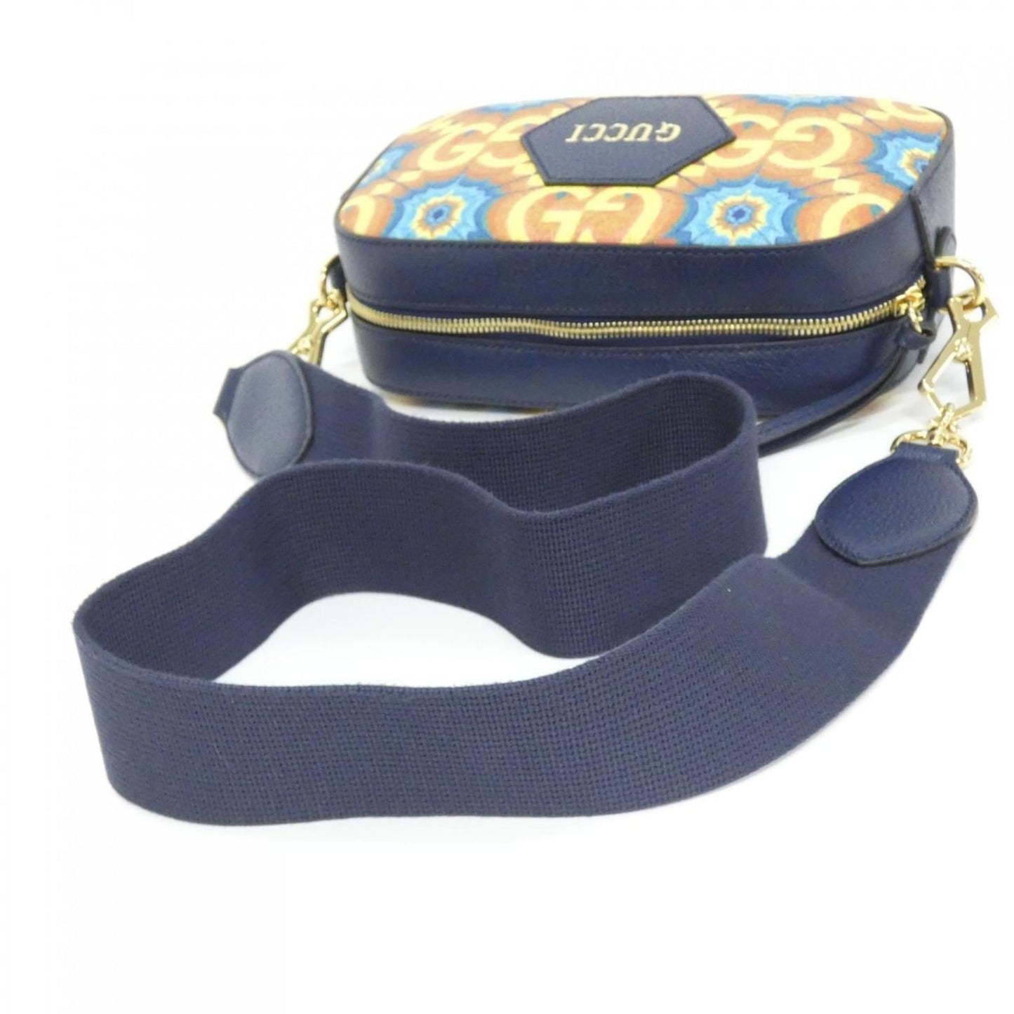Gucci Blue Orange Coated Canvas Shoulder Bag ( )