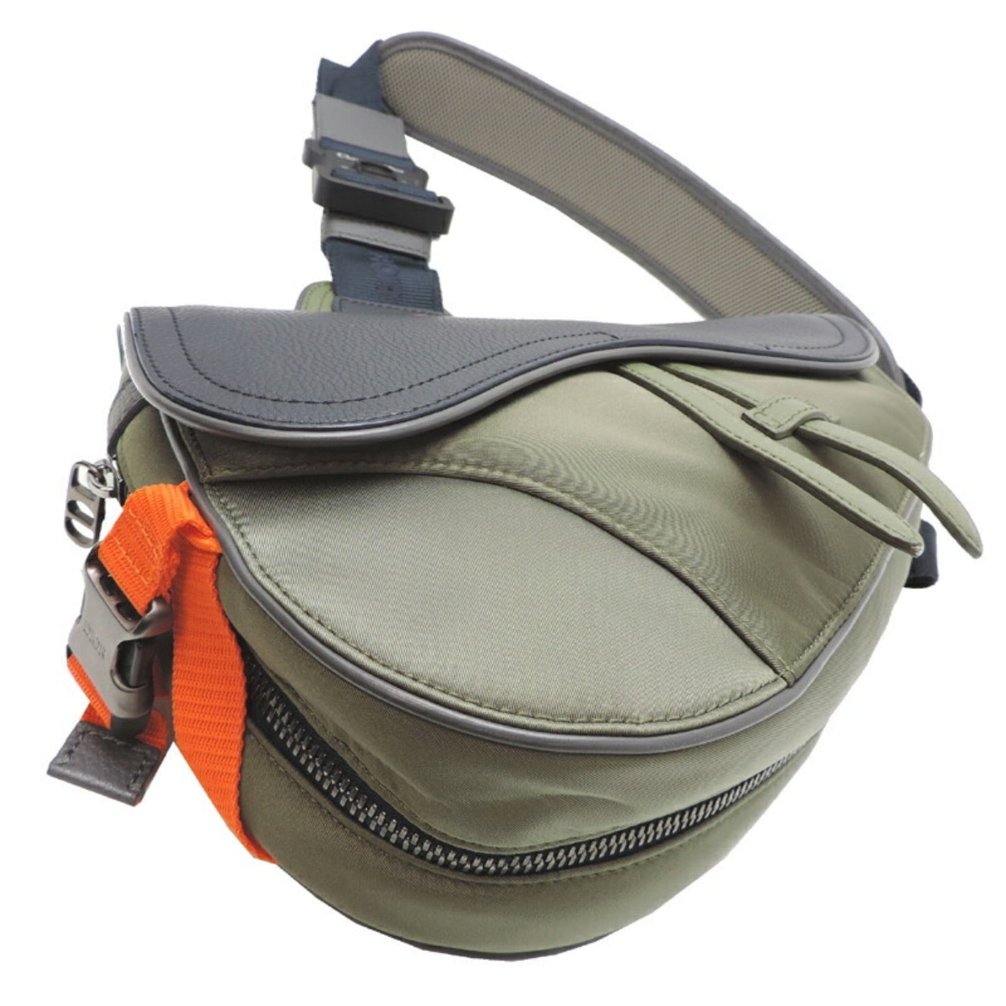 Christian Dior Khaki Leather Nylon Sling Bag ()