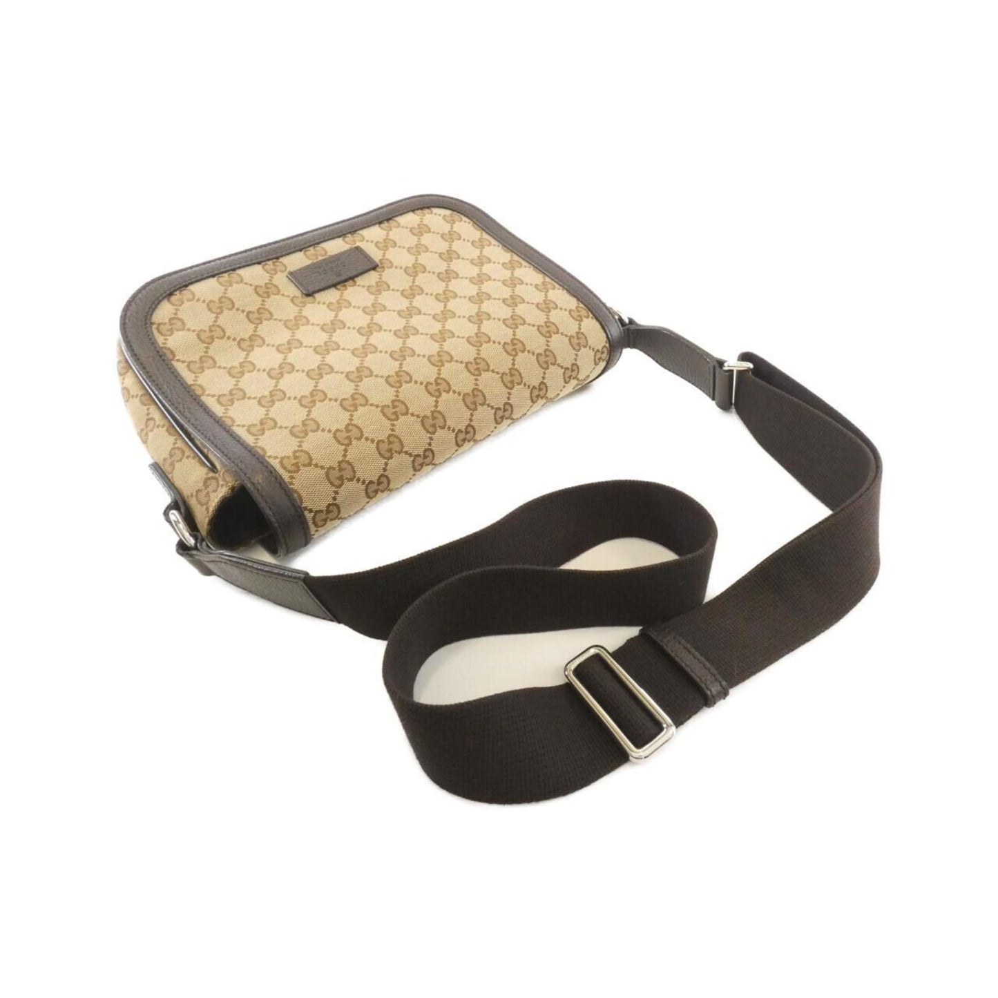 Gucci Beige Brown Gg Canvas Leather Shoulder Bag ( )