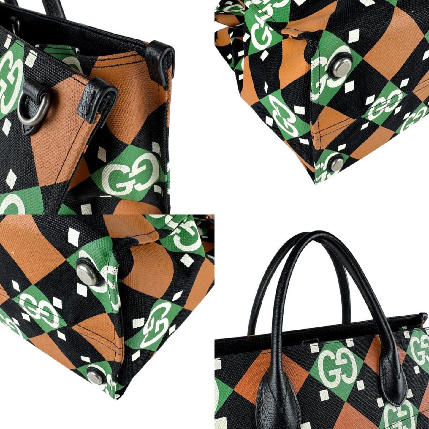 Gucci Multi-Color Coated Canvas Leather Handbag Shoulder Bag ( )