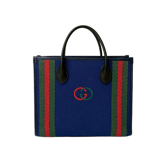 Gucci Black Blue Green Navy Red Color Canvas Handbag Tote Bag ( )