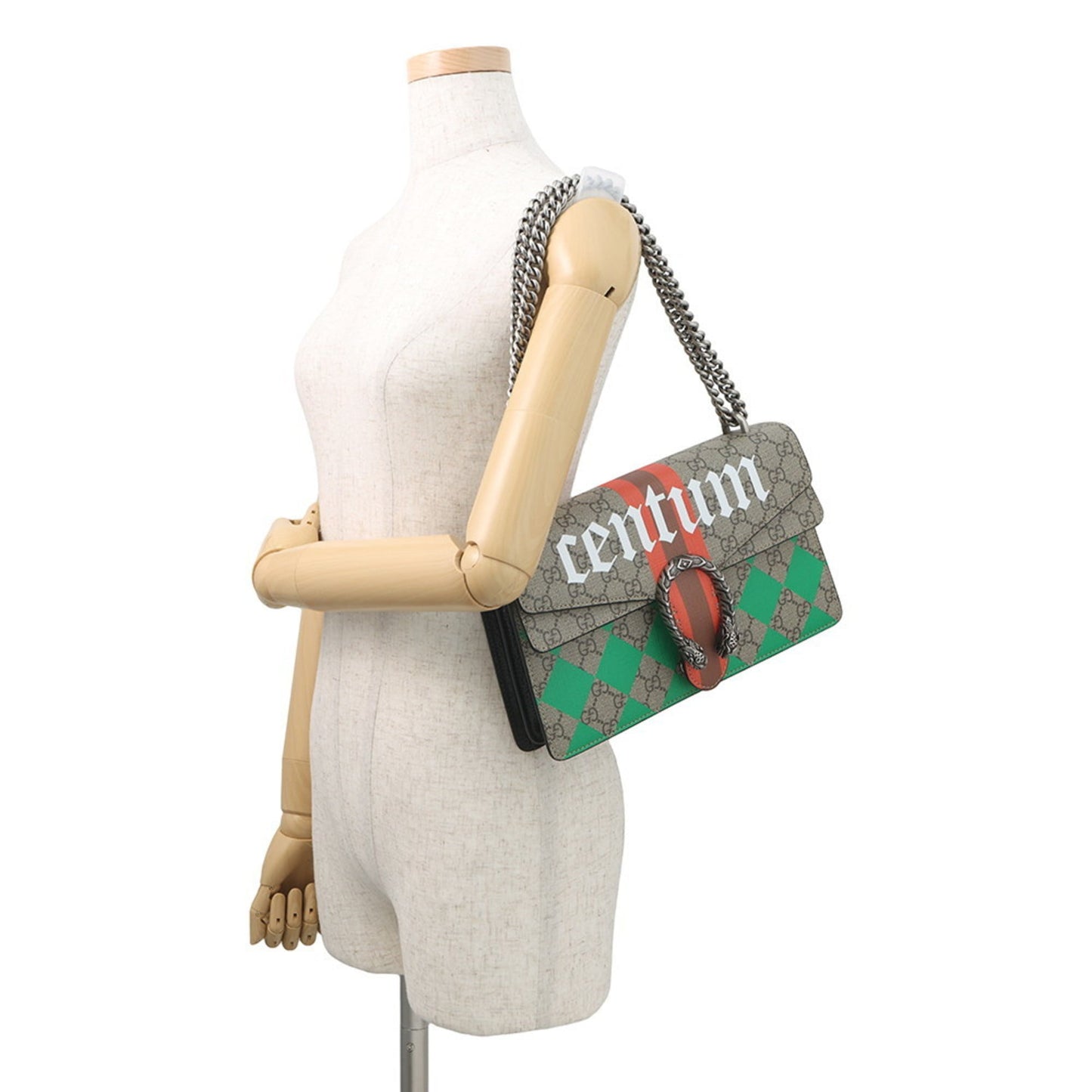 Gucci Beige Green Red Color Leather Gg Supreme Shoulder Bag ( )