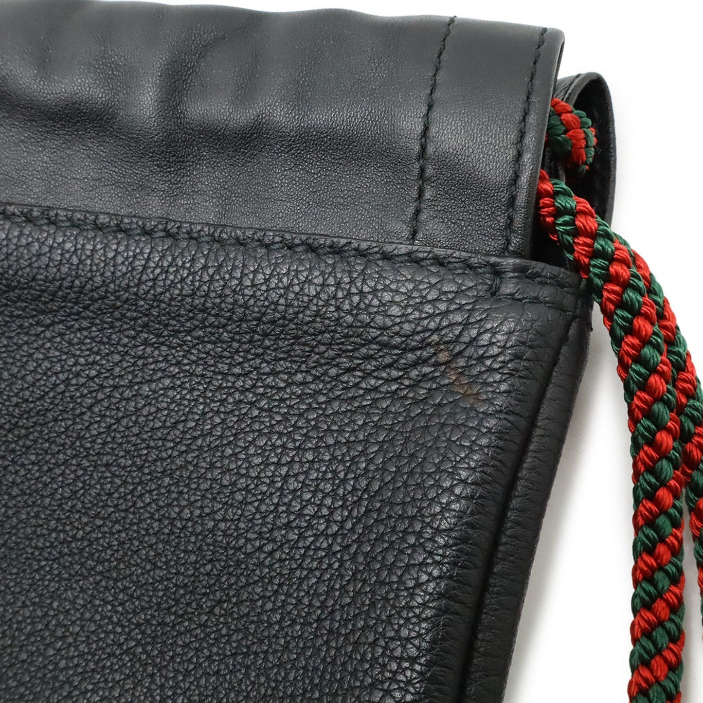 Gucci Black Green Red Color Leather Backpack Tote Bag ( )