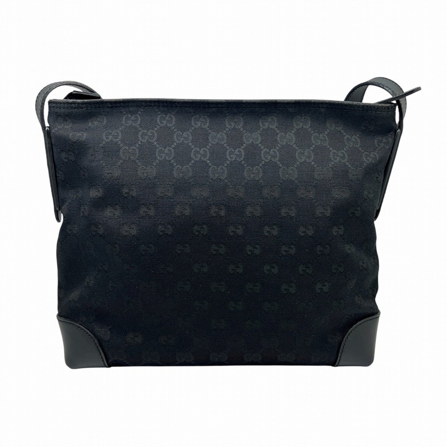 Gucci Black Gg Canvas Leather Shoulder Bag ( )