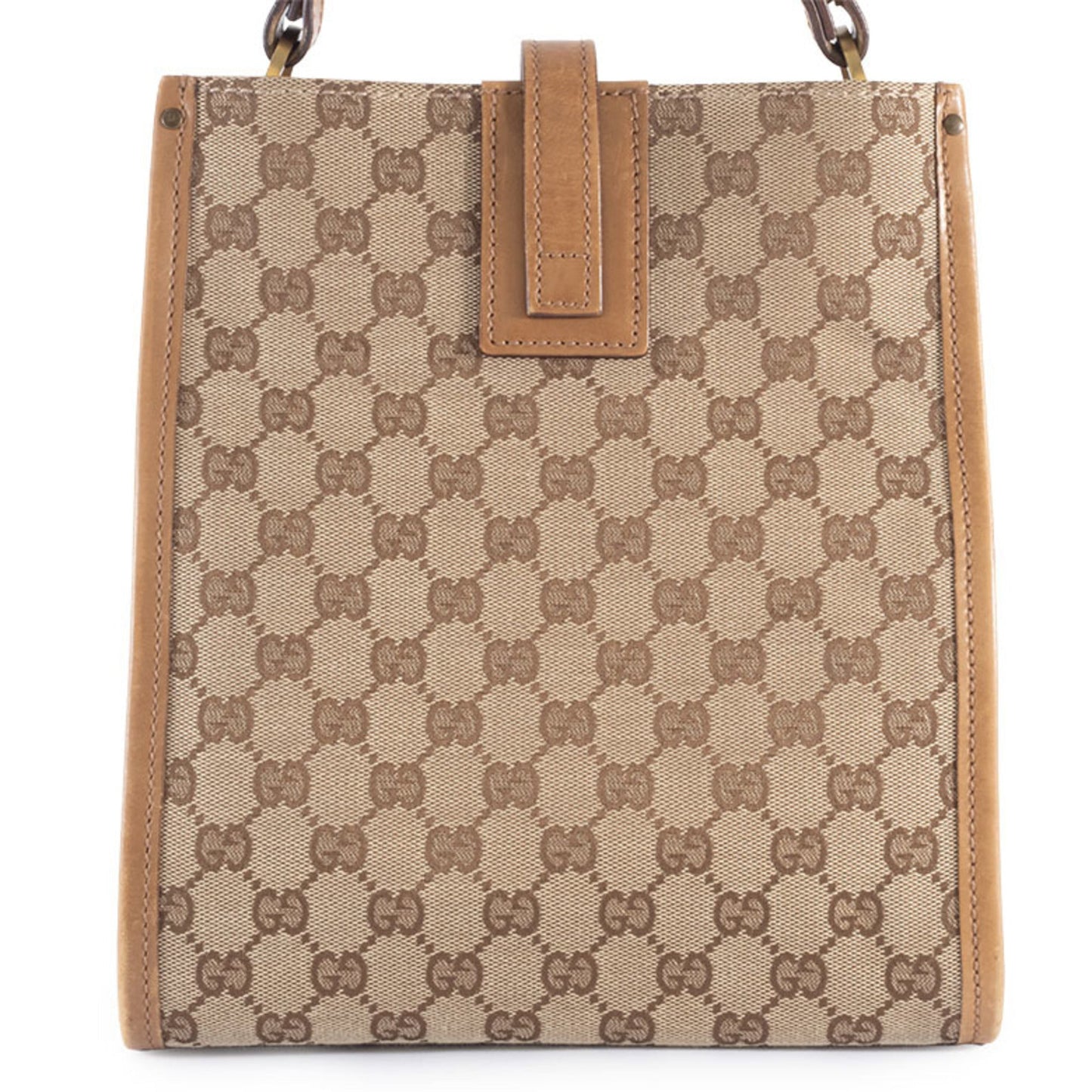 Gucci Gg Canvas Beige Brown Gg Canvas Leather Shoulder Bag ( )