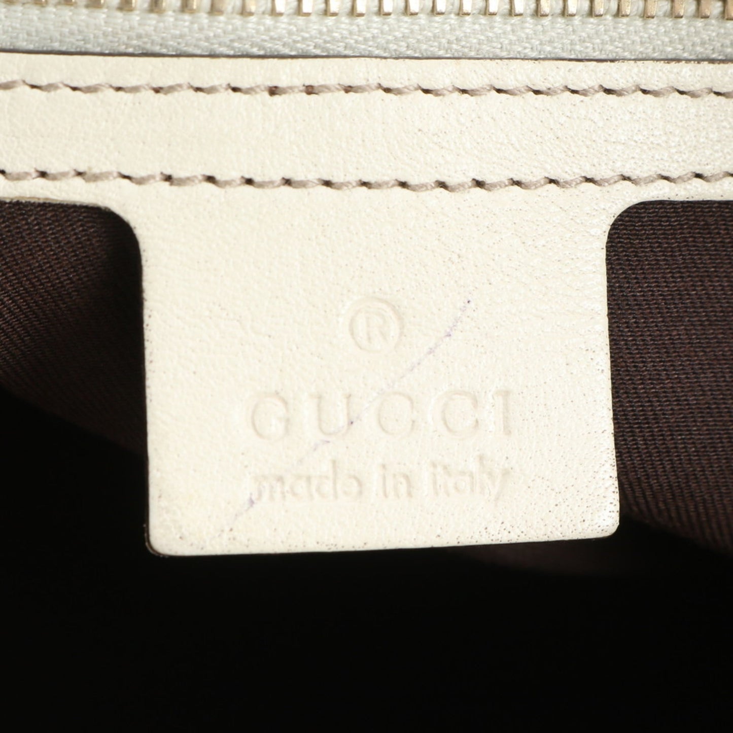 Gucci Brown White Leather Canvas Tote Bag ( )