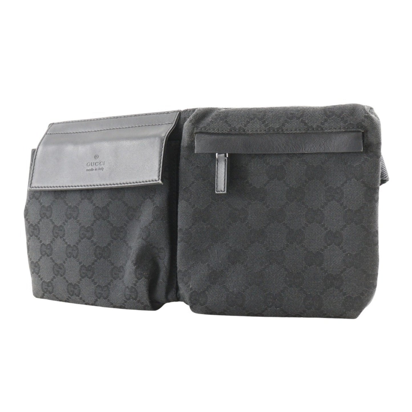 Gucci Black Gg Canvas Leather Sling Bag ( )