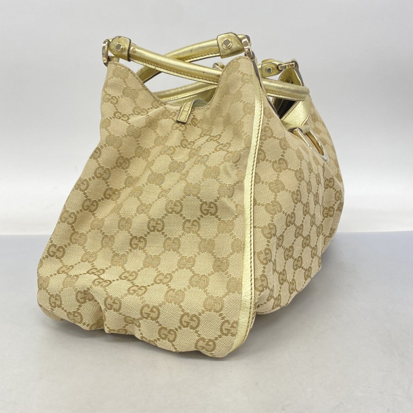 Gucci Beige Brown Canvas Handbag ( )