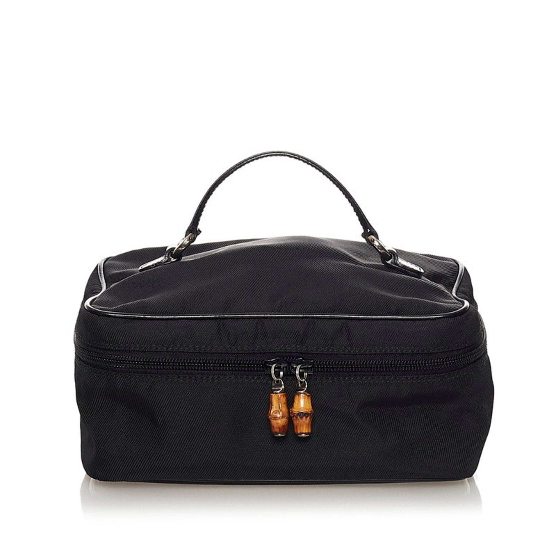 Gucci Black Leather Nylon Handbag