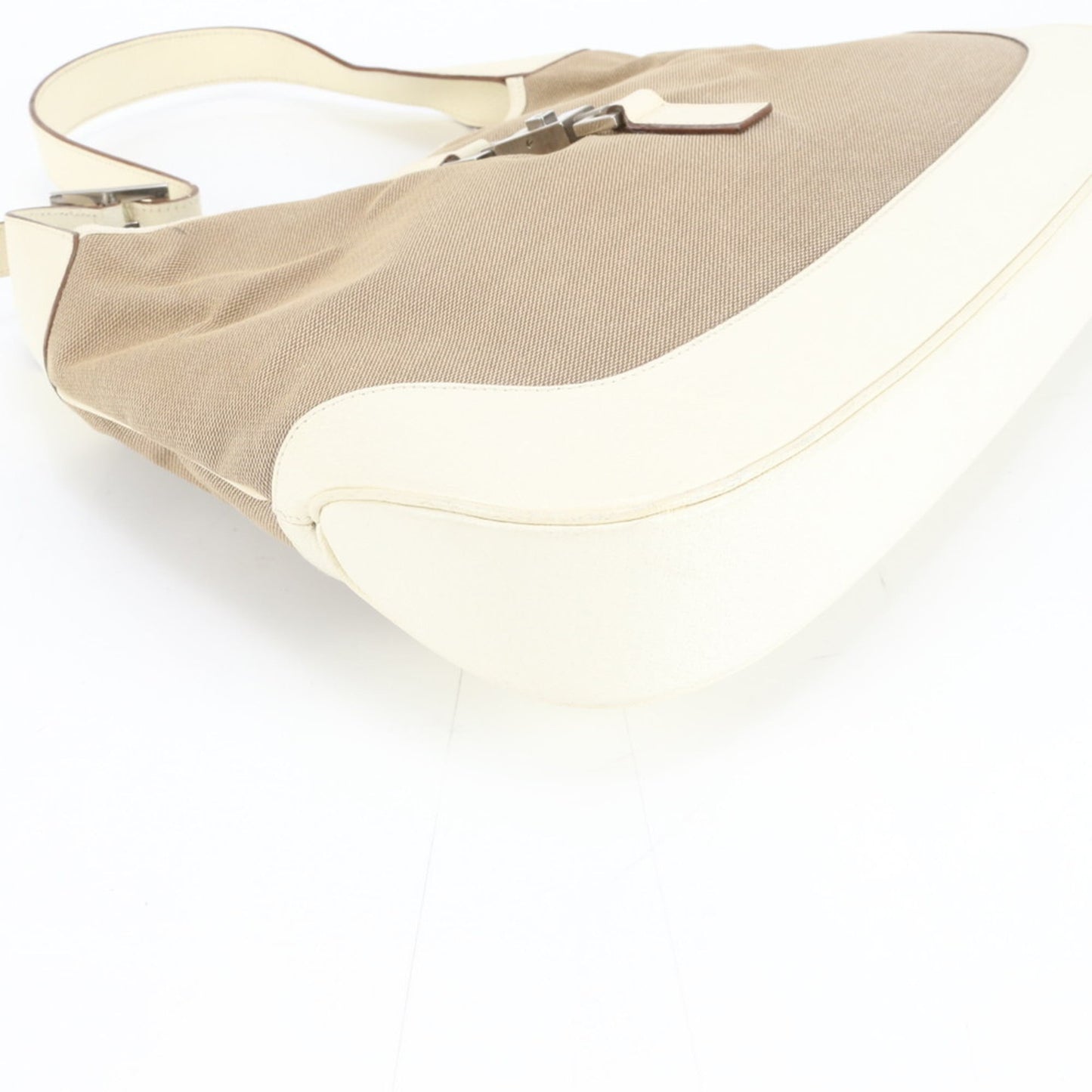 Gucci Beige Leather Canvas Shoulder Bag ( )