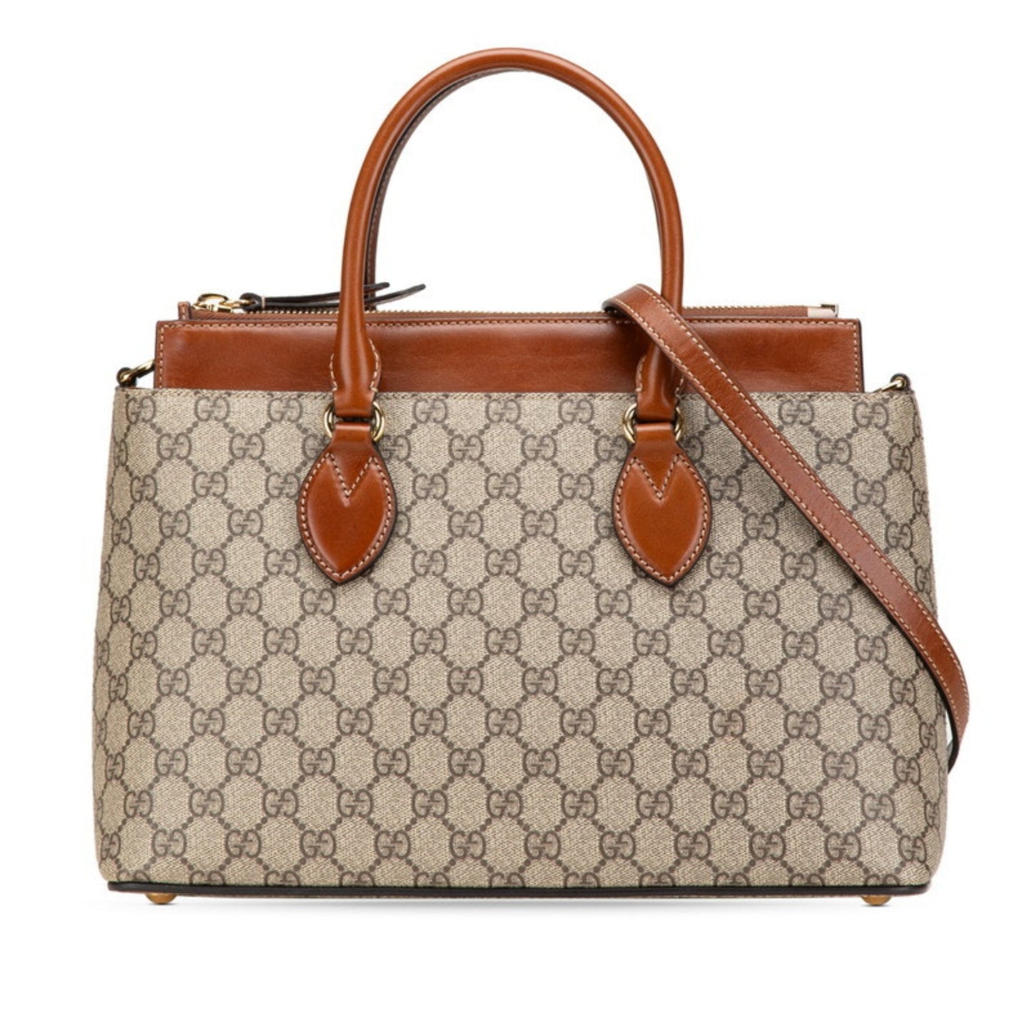Gucci Beige Brown Pvc Leather Handbag Shoulder Bag ( )