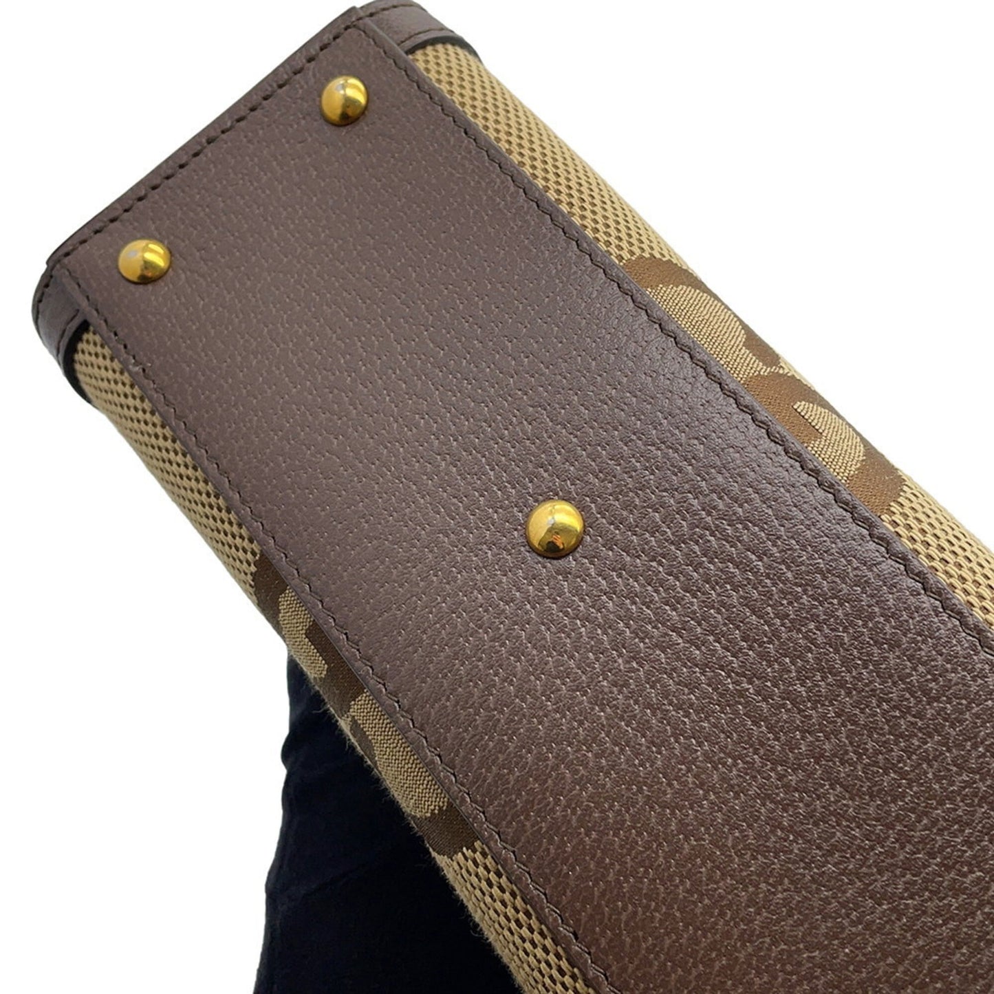 Gucci Beige Brown Gg Canvas Leather Handbag ( )
