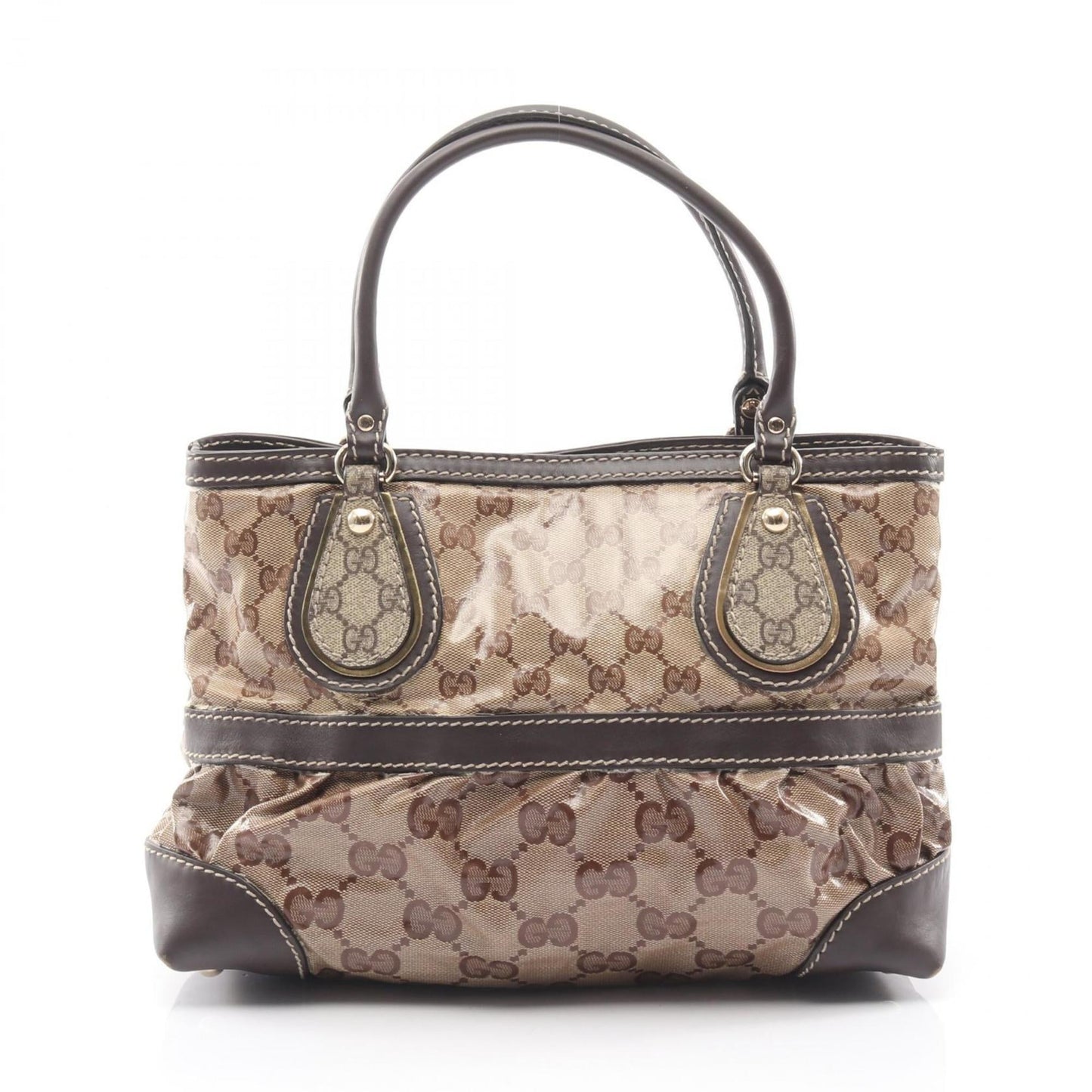 Gucci Beige Brown Pvc Leather Tote Bag ( )