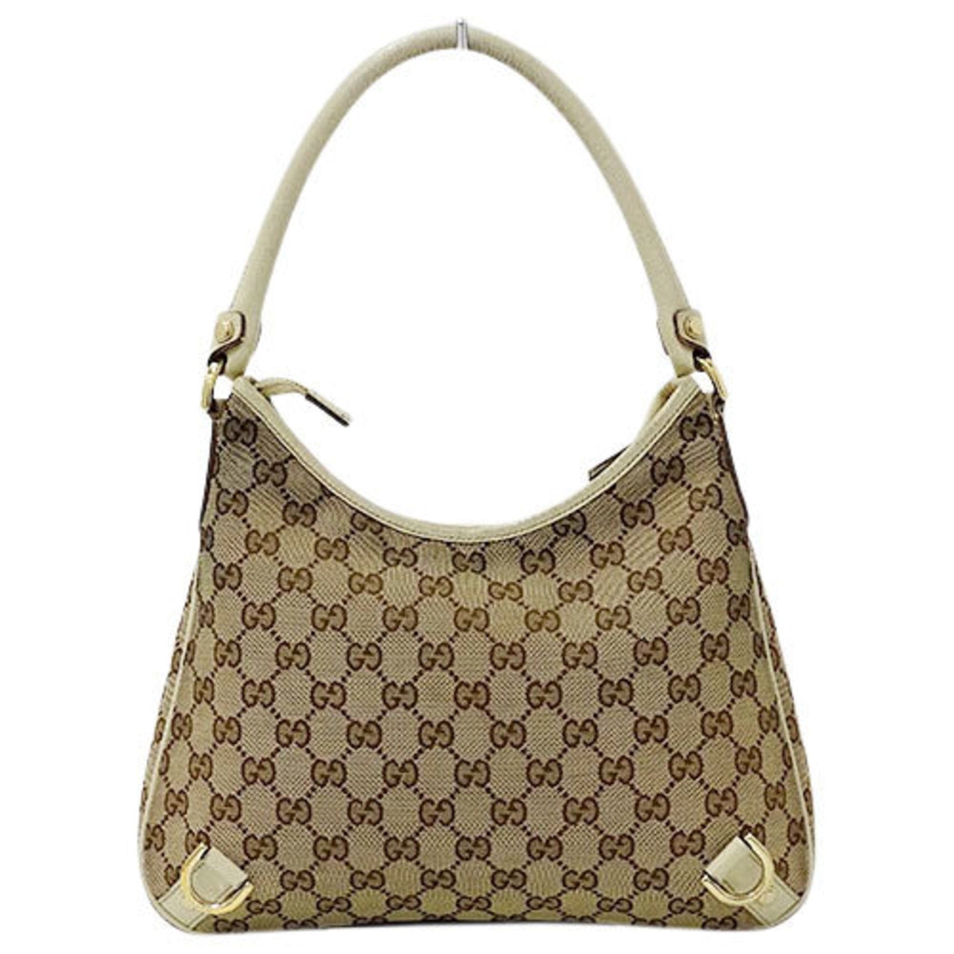 Gucci Abbey Brown Leather Canvas Shoulder Bag Style 2