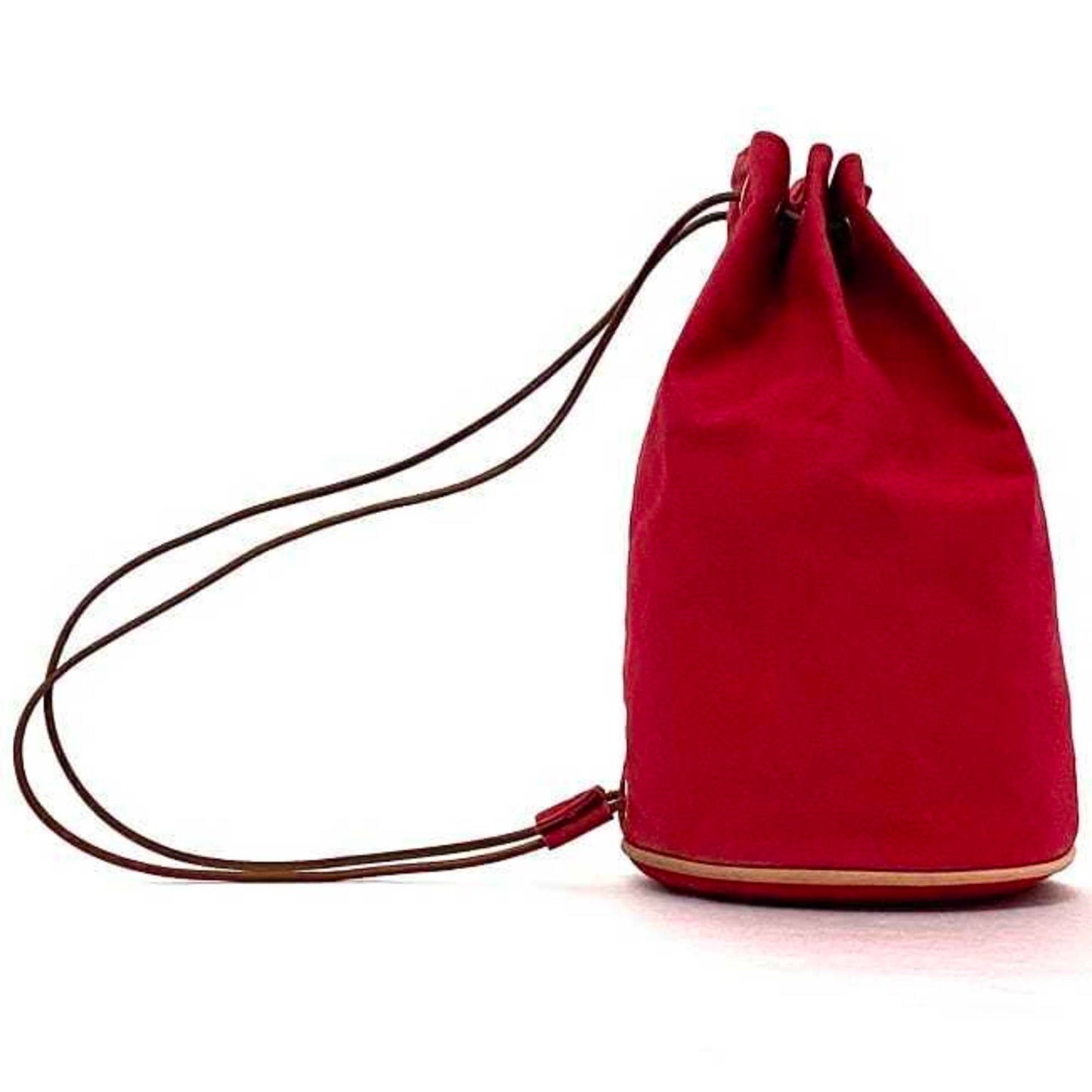 Hermes Red Color Cotton Canvas Leather Backpack ( )