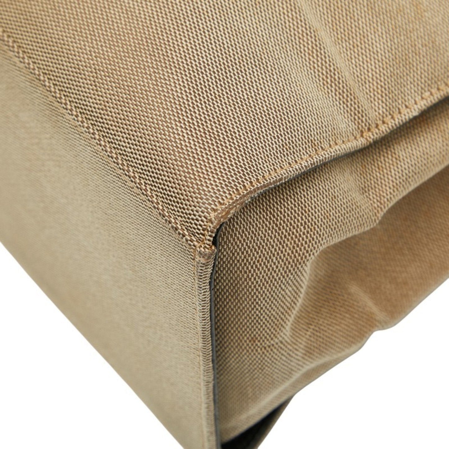 Gucci Bamboo Beige Black Canvas Handbag Tote Bag ( )