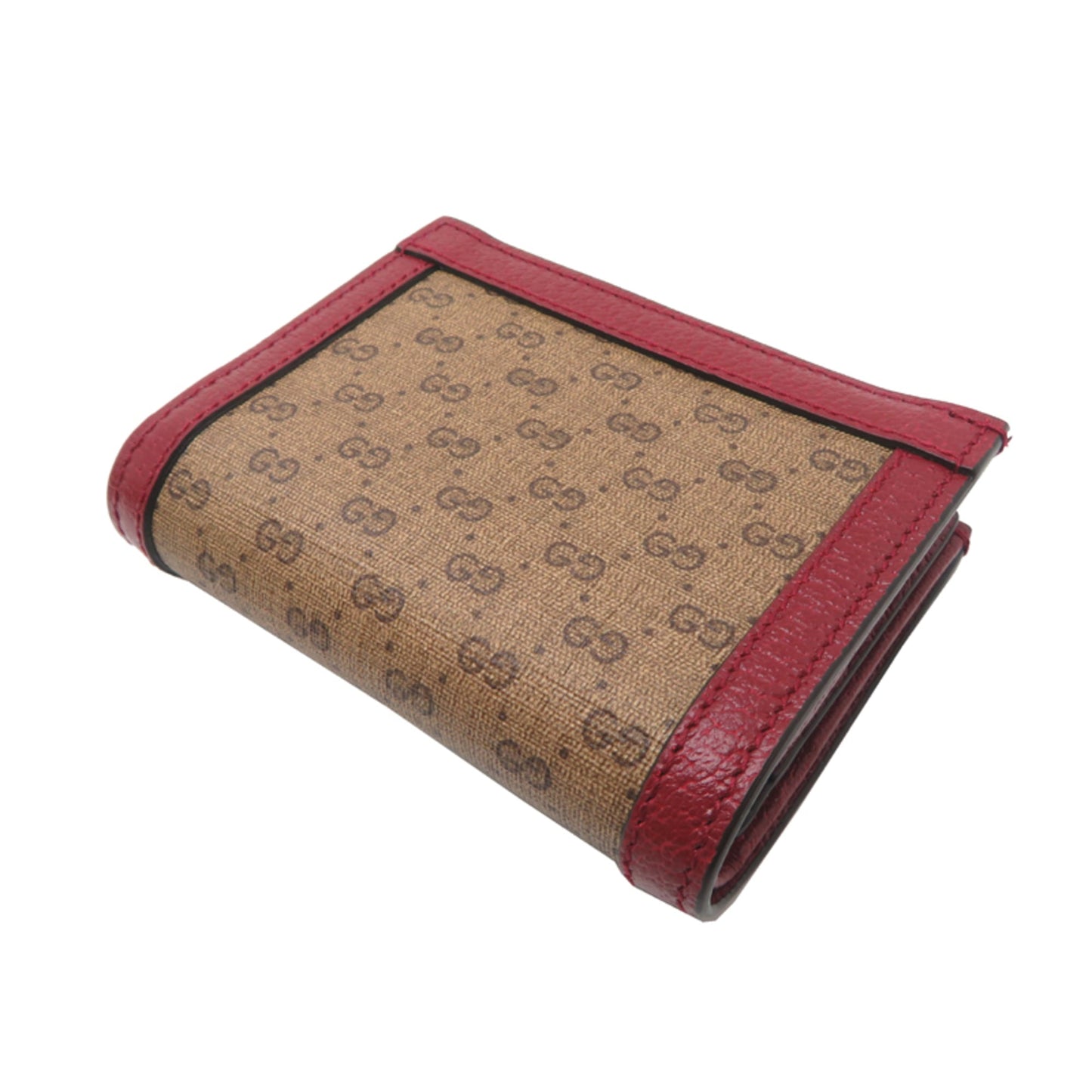Gucci Gg Supreme Brown Red Color Gg Supreme Wallet (Bi-Fold) ( )