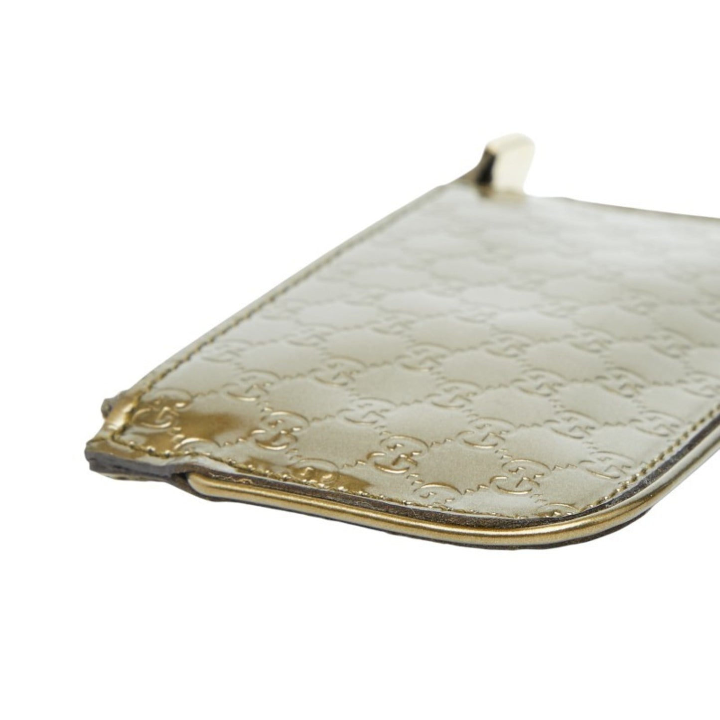 Gucci Gold Patent Leather Micro Gg Leather Coin Purse/Coin Case ( )