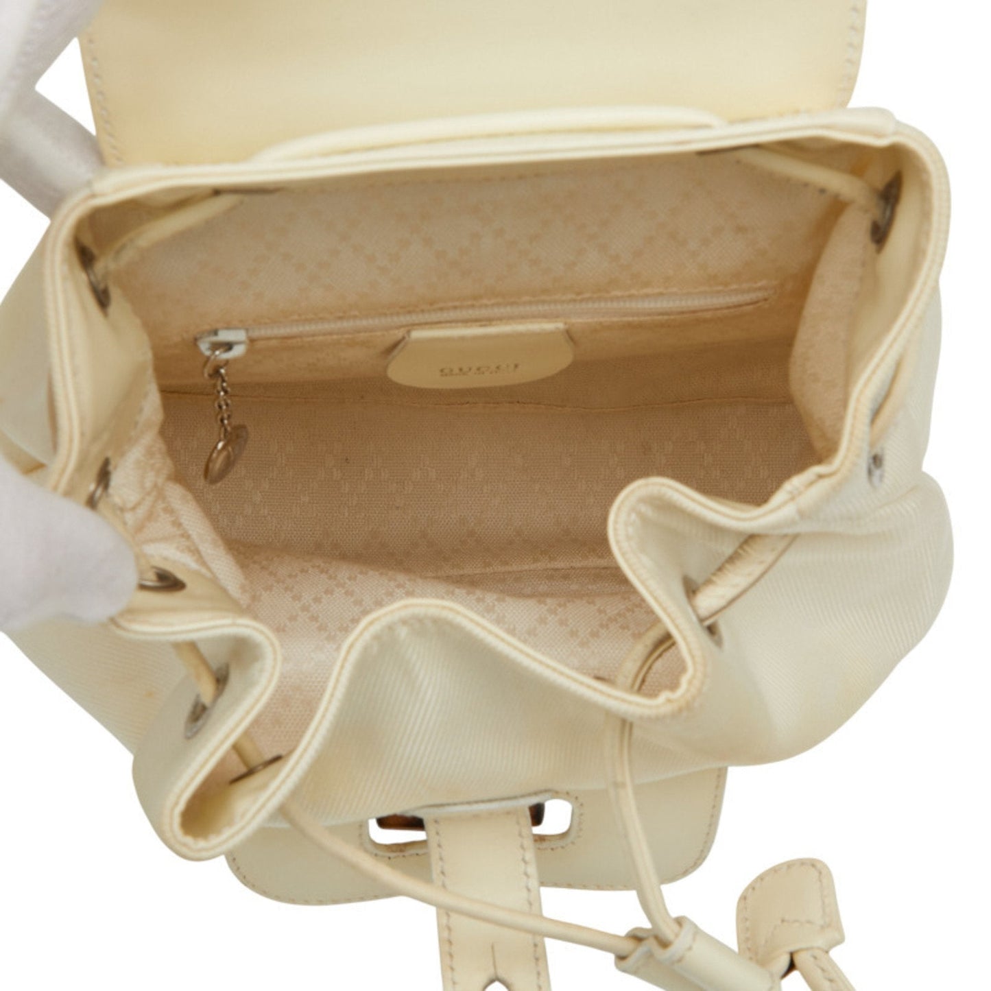 Gucci White Nylon Leather Backpack ( )