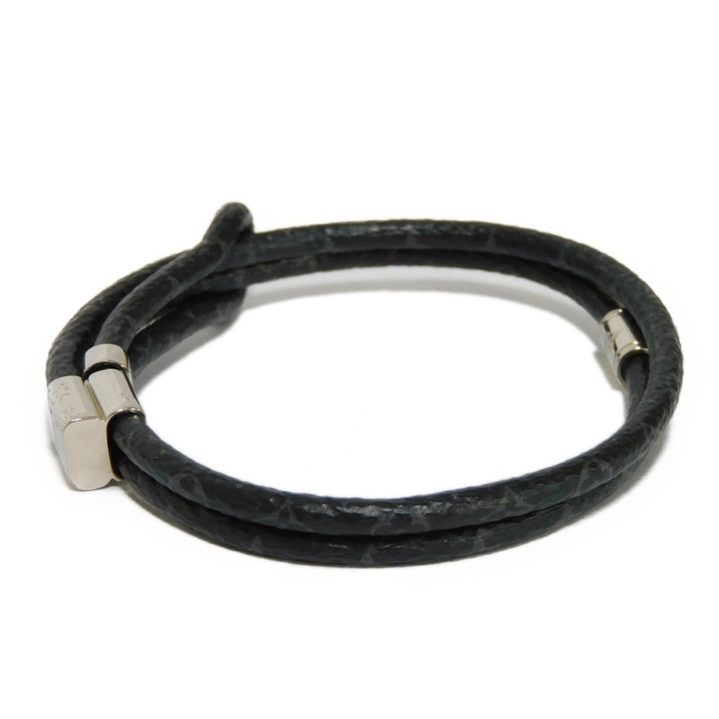 LOUIS VUITTON Bracelet LV Slide Logo Initial Flower Black Monogram Eclipse M8075Z Men's Accessories Jewelry