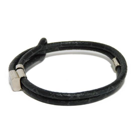 LOUIS VUITTON Bracelet LV Slide Logo Initial Flower Black Monogram Eclipse M8075Z Men's Accessories Jewelry