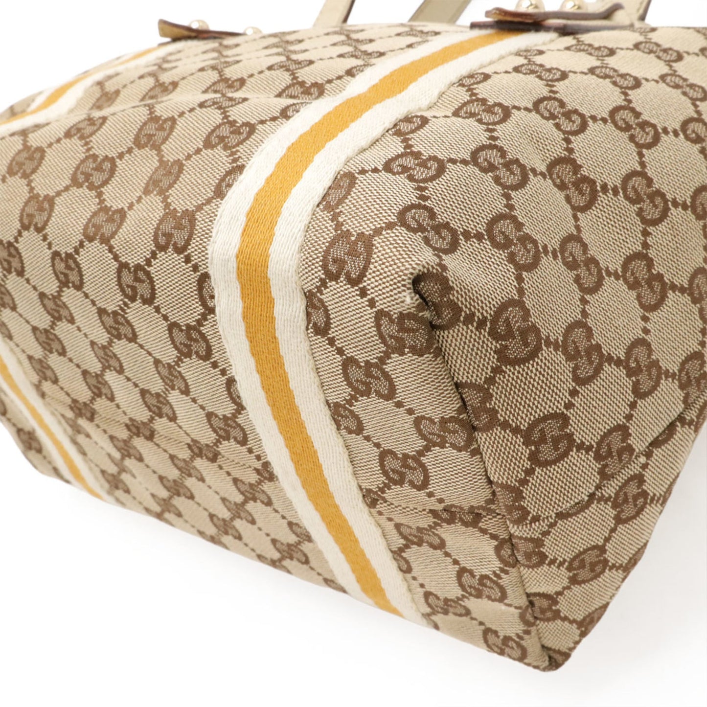 Gucci Gg Canvas Beige Ivory Khaki Mustard Gg Canvas Leather Shoulder Bag Tote Bag ( )