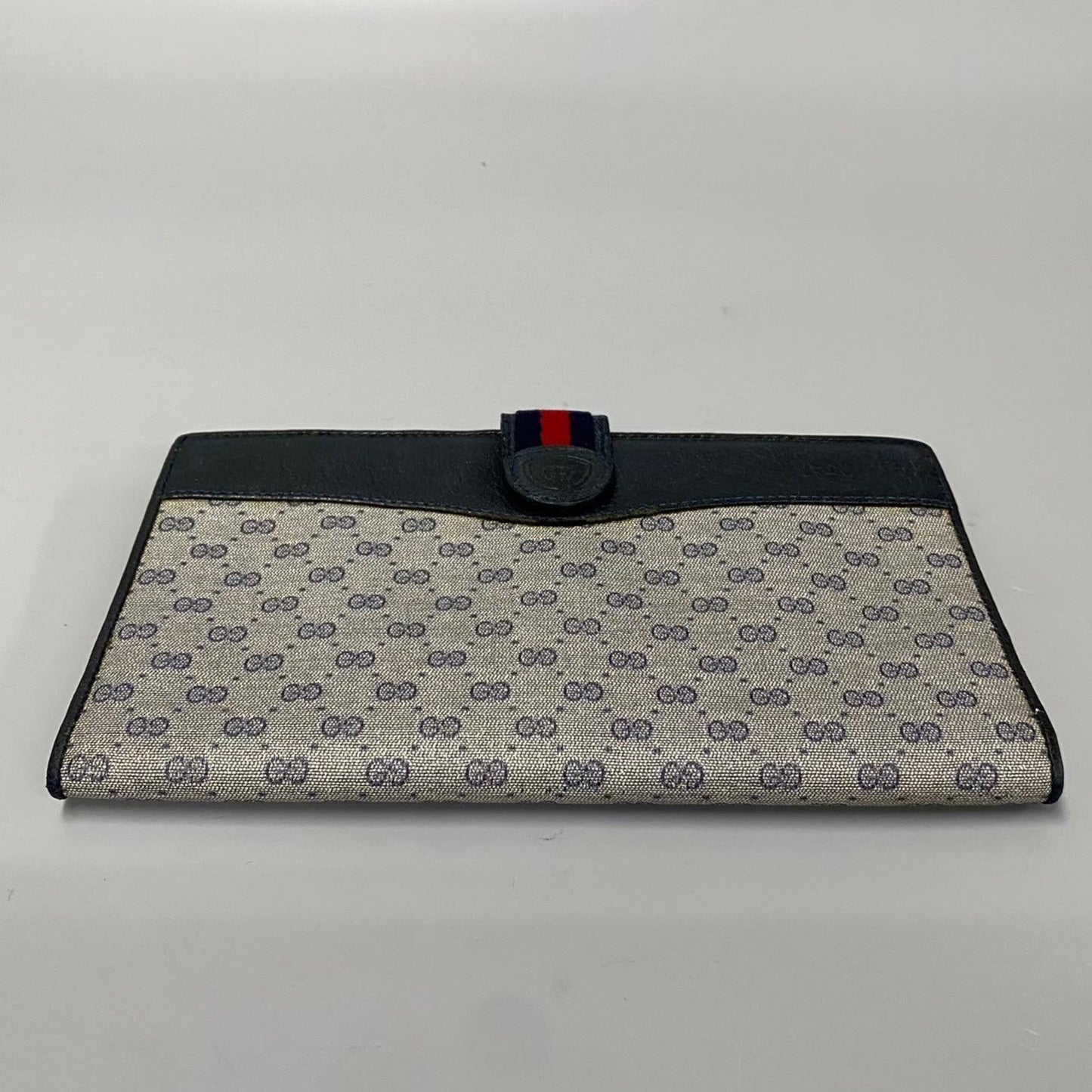 Gucci Navy Red Color Leather Pvc Long Wallet (Bi-Fold) ( )