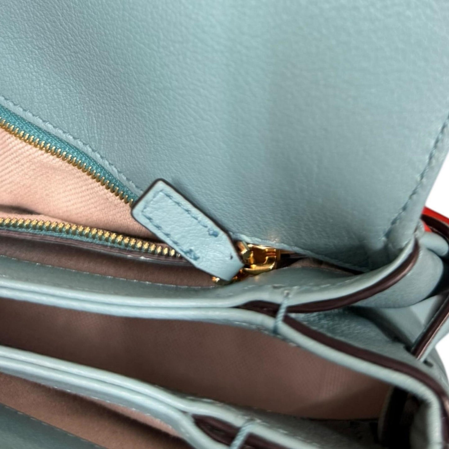 Gucci Light Blue Orange Leather Shoulder Bag ( )
