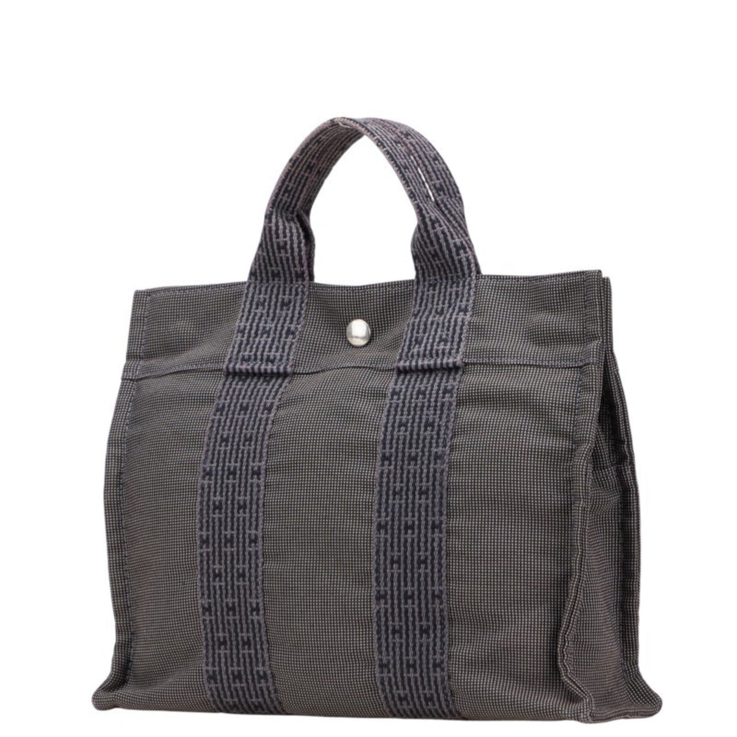 Hermes Her Line Gray Canvas Handbag Tote Bag ( )