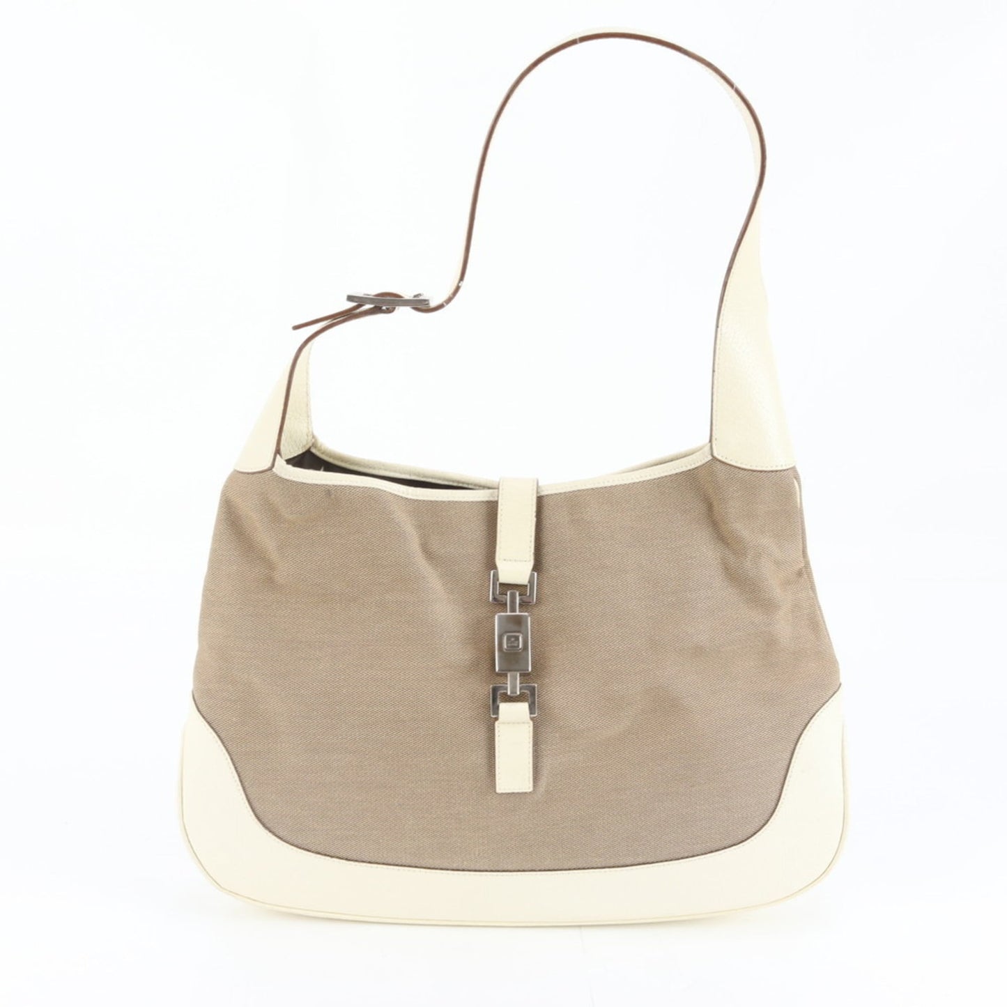 Gucci Beige Leather Canvas Shoulder Bag ( )
