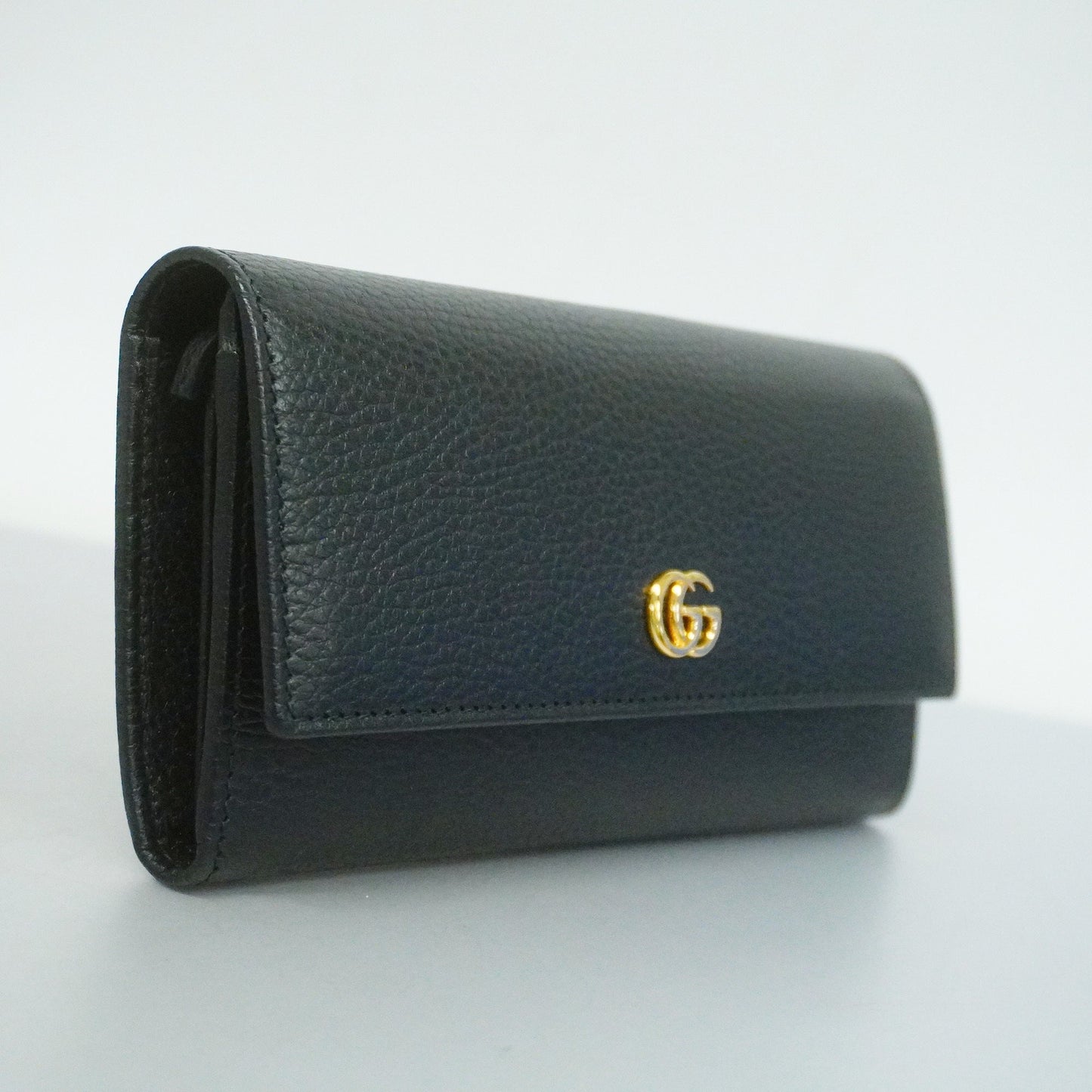 GUCCI Auth  GG Marmont Gold Hardware 456116 Women's Leather Long Wallet Black