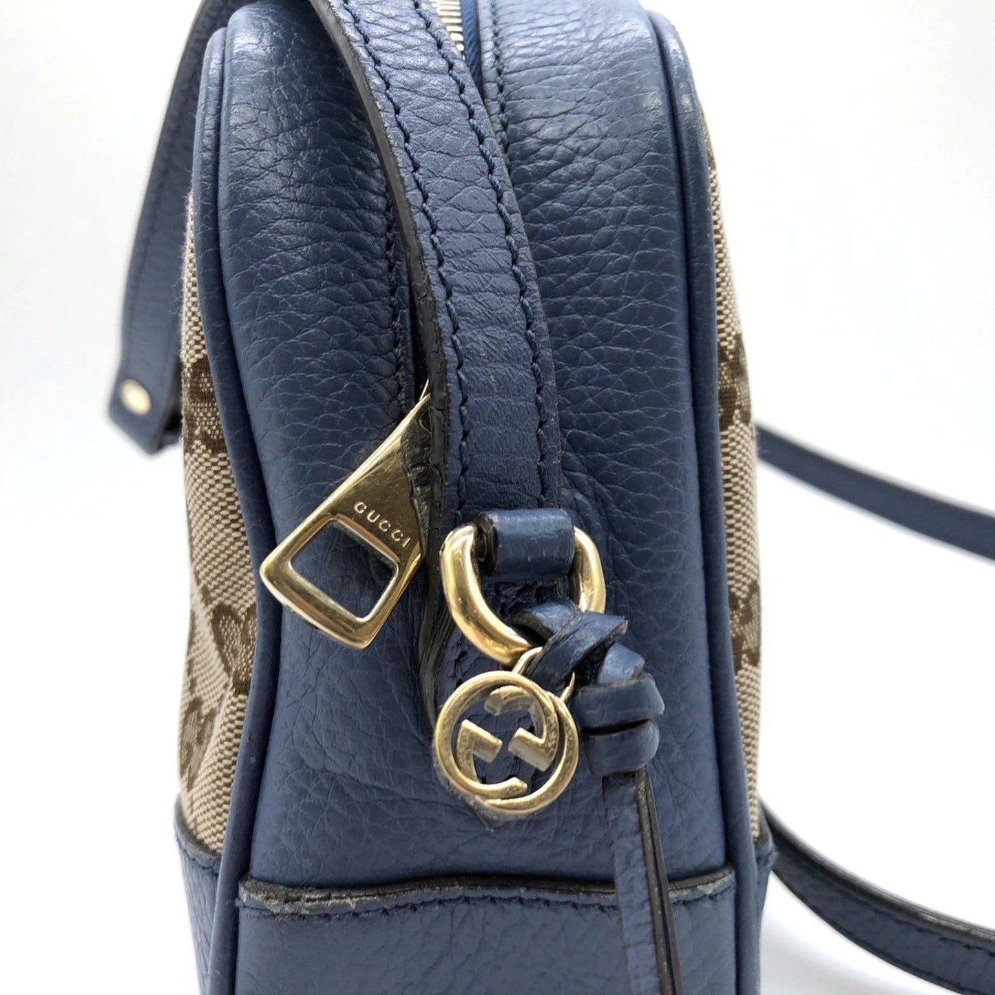Gucci Brown Gg Canvas Leather Shoulder Bag ( )