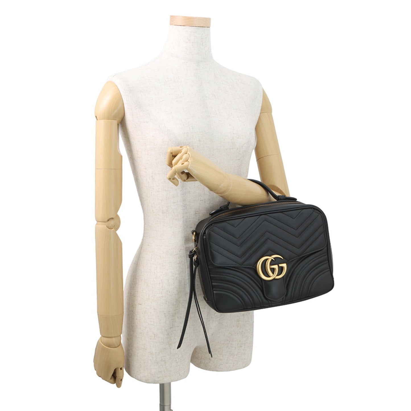 Gucci Gg Marmont Black Leather Handbag Shoulder Bag ( )