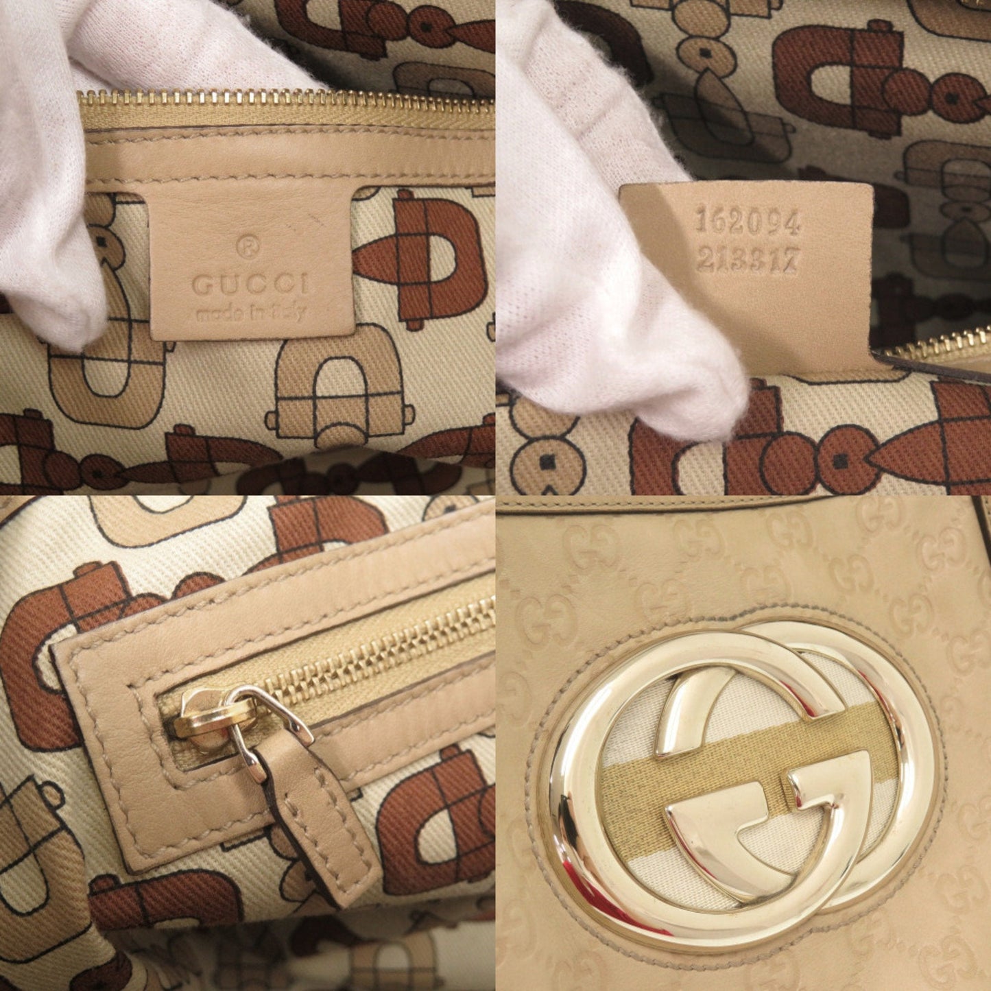 Gucci Beige Leather Handbag Tote Bag ( )
