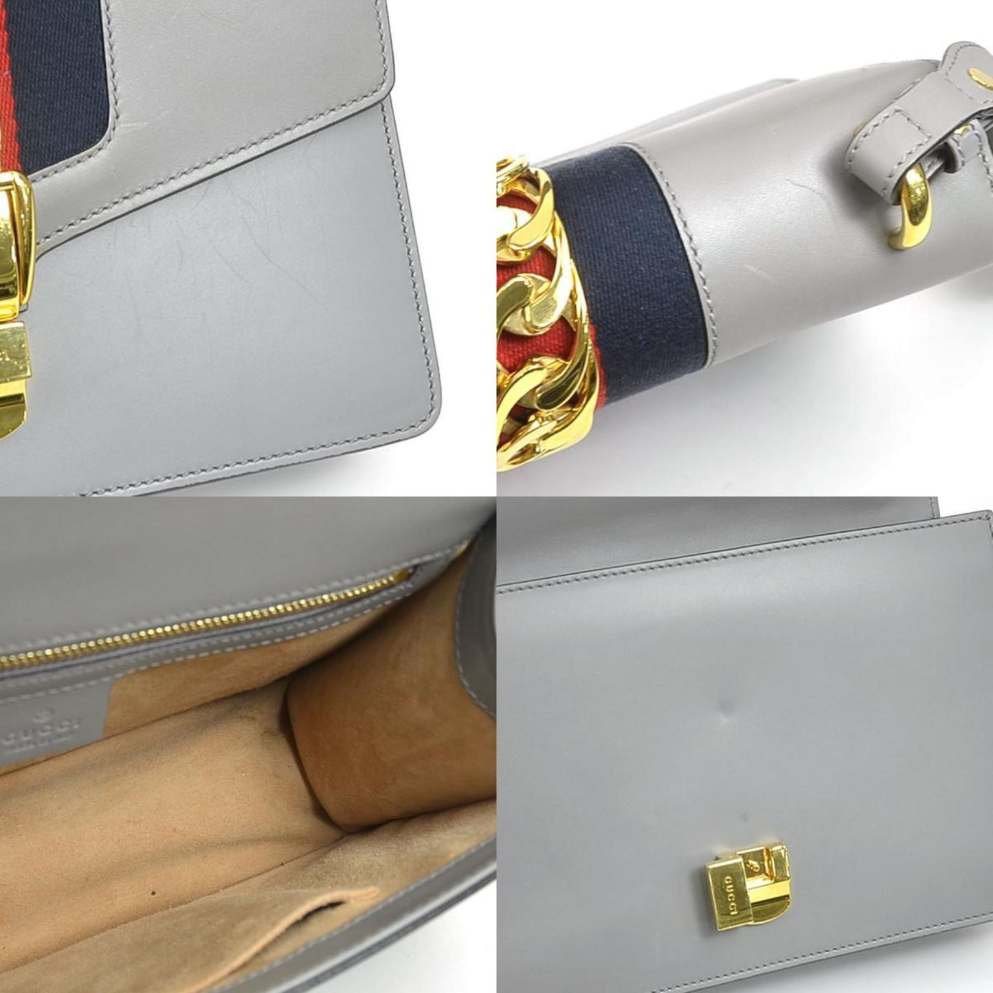Gucci Gray Leather Shoulder Bag ( )