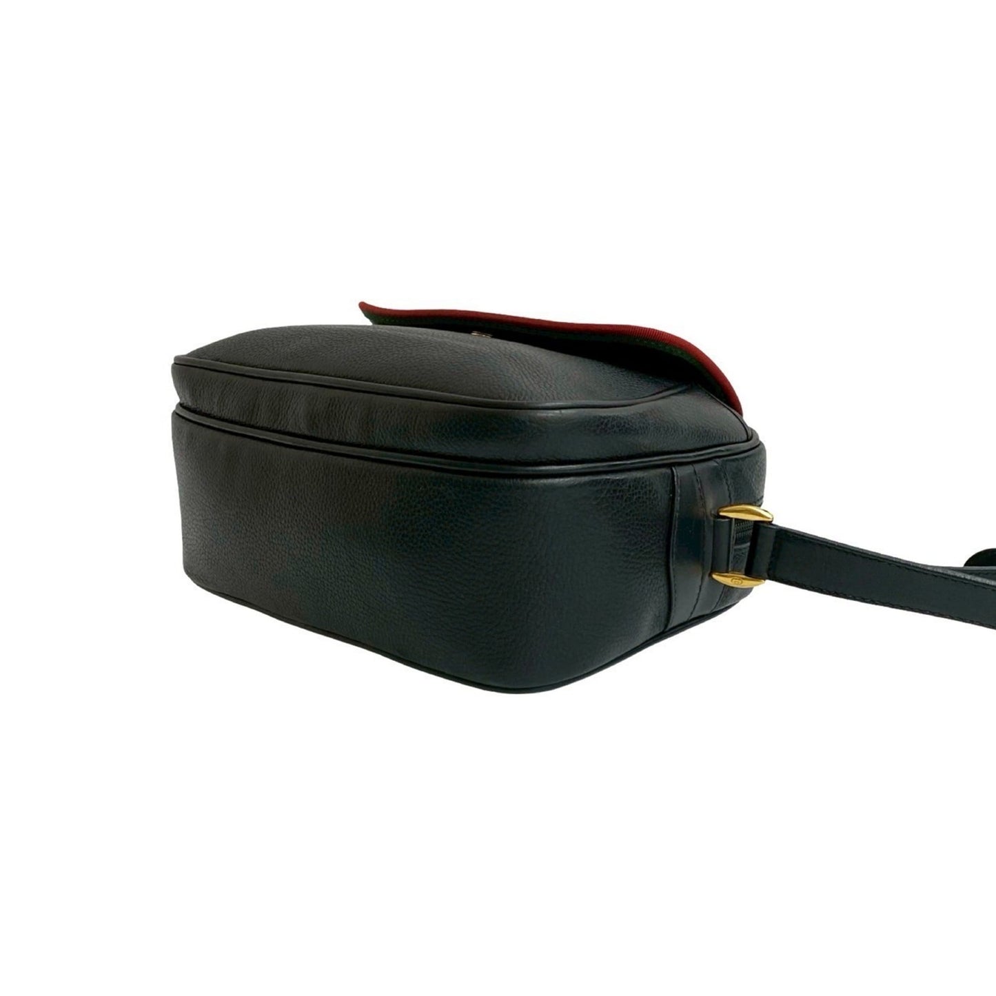 Gucci Black Green Red Color Leather Pochette Shoulder Bag ( )