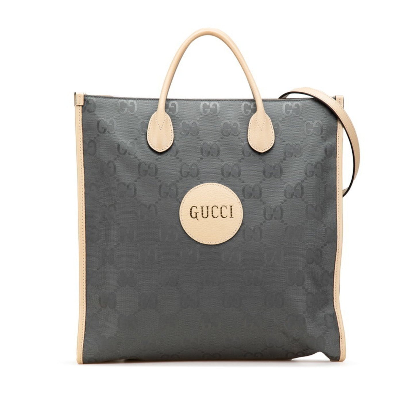 Gucci Beige Gray Nylon Leather Handbag Shoulder Bag ( )