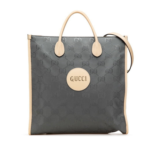Gucci Beige Gray Nylon Leather Handbag Shoulder Bag ( )