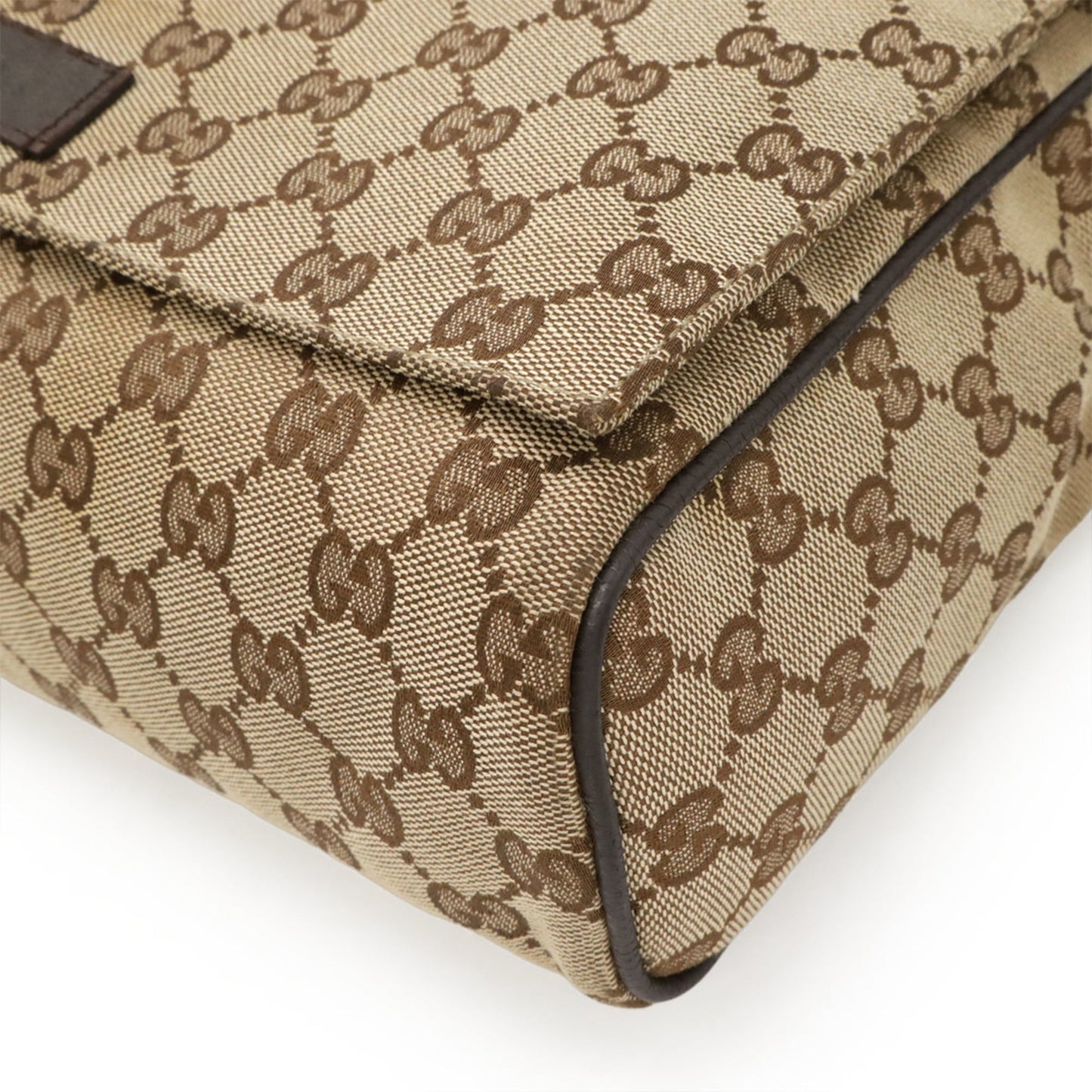 Gucci Gg Canvas Beige Dark Brown Khaki Gg Canvas Leather Shoulder Bag ( )